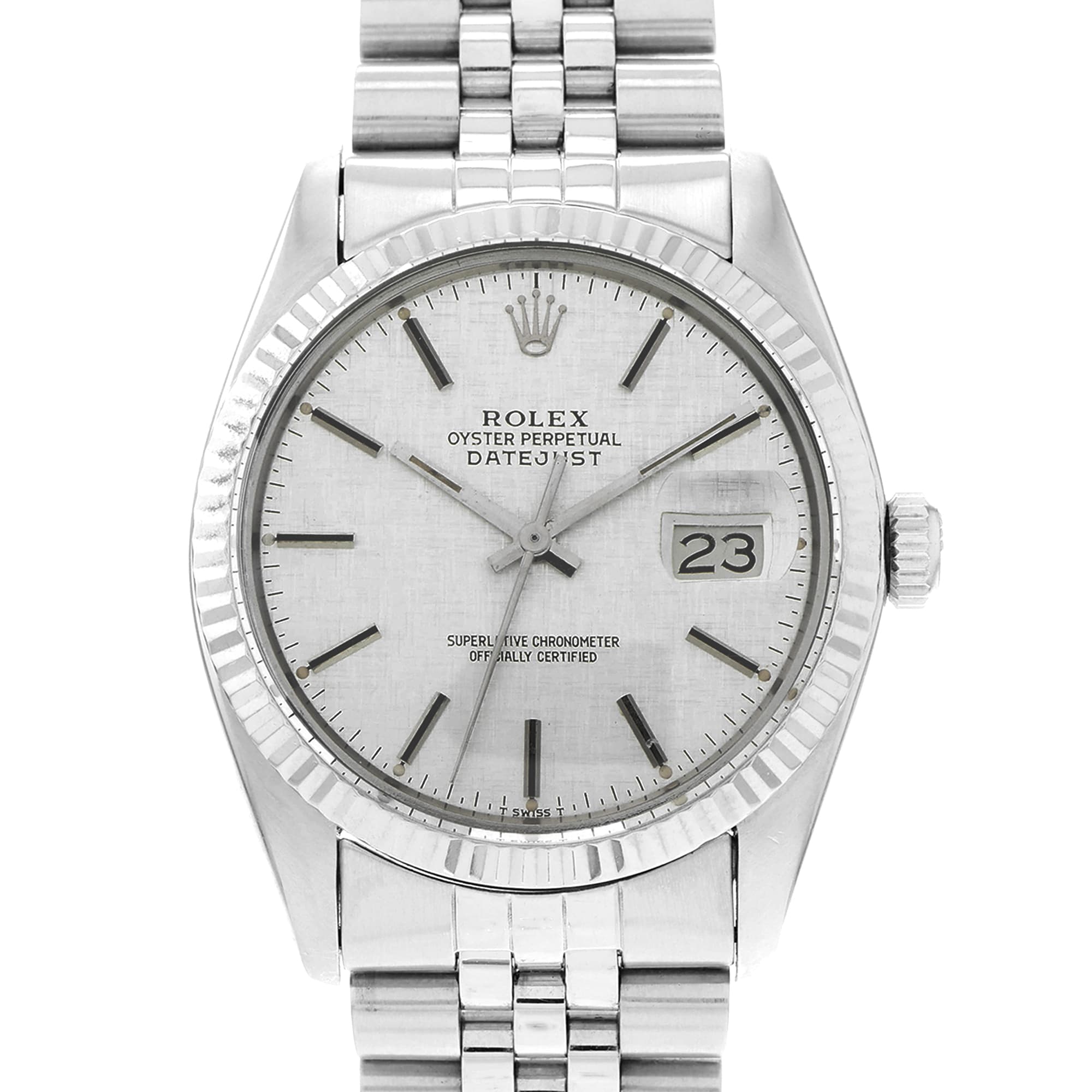 Rolex Datejust 16014 Silver Stick Vintage Jubilee 18k