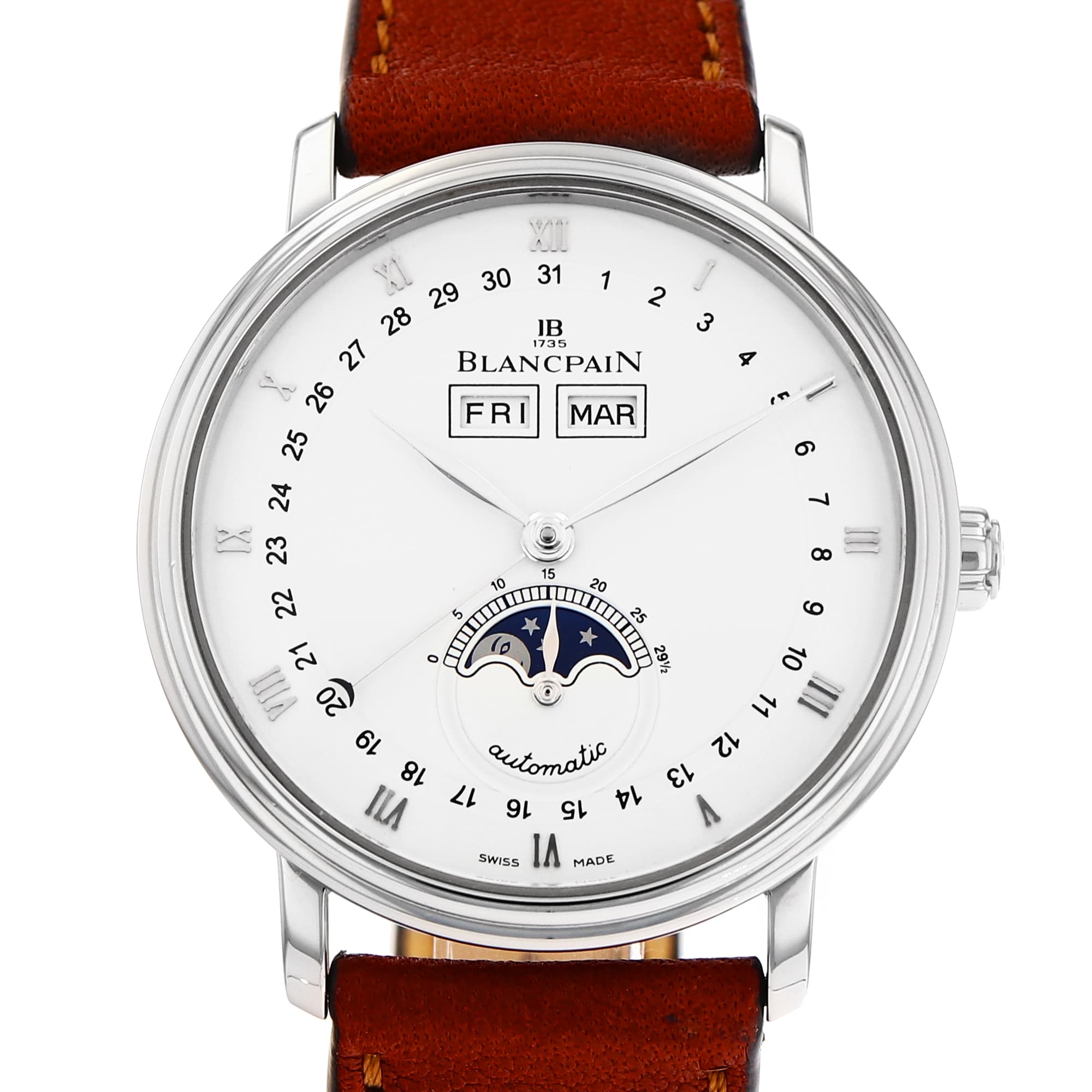 Blancpain Villeret 6263 1127 55A 40mm White Stainless Steel Moon Phase Calendar