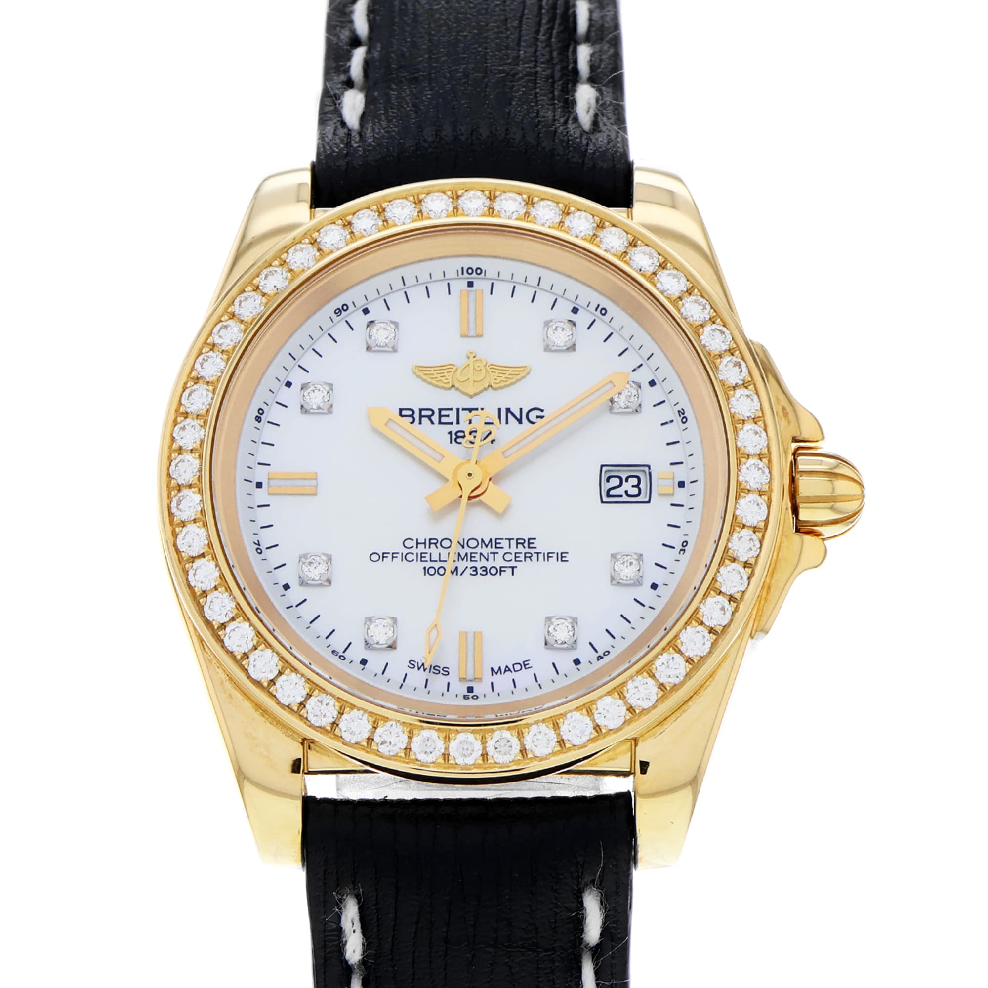 Breitling Galactic 32 H7133053 18k Rose Gold Mother of Pearl Factory Diamond