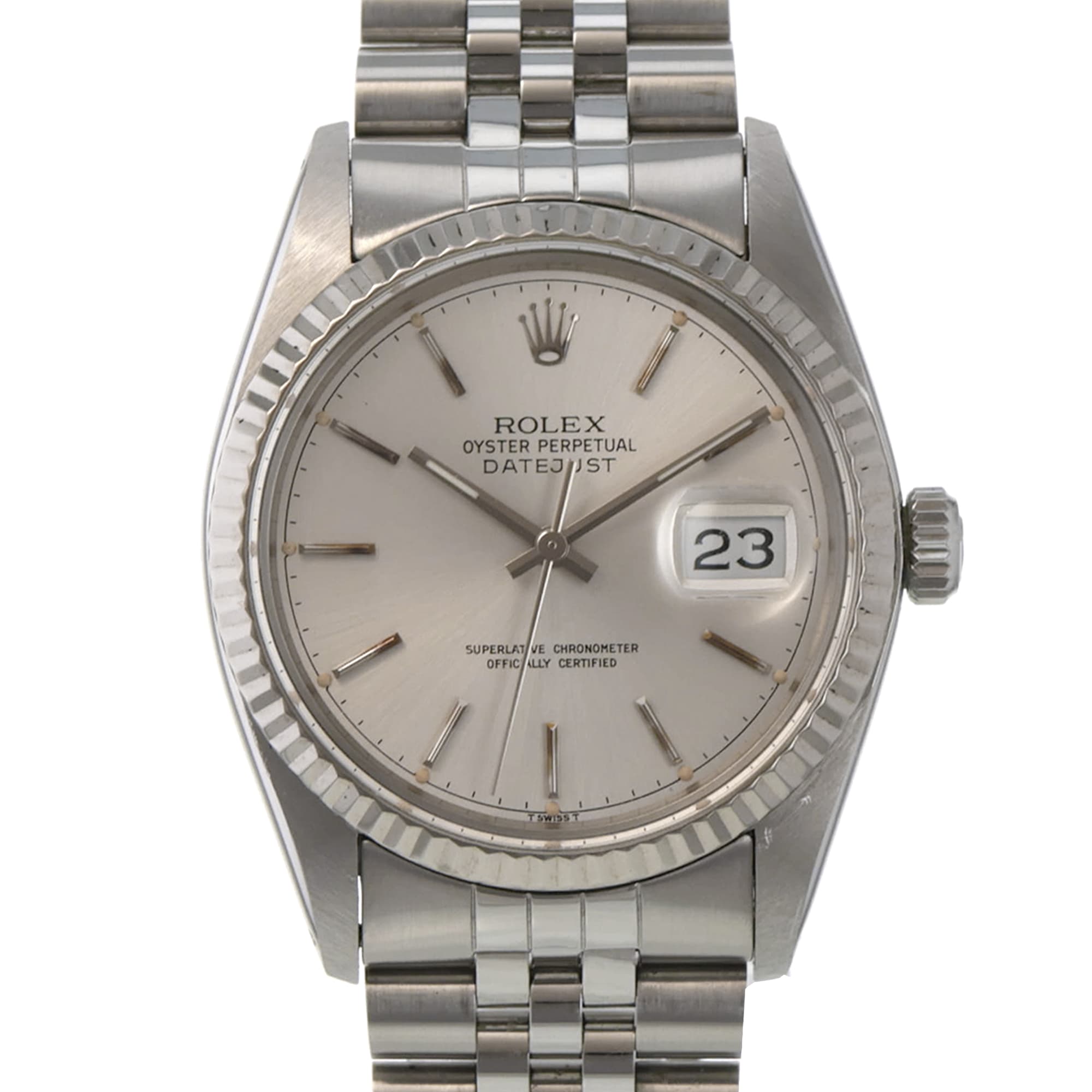 Rolex Datejust 36mm 16014 Silver automatic dial 18K white gold bezel