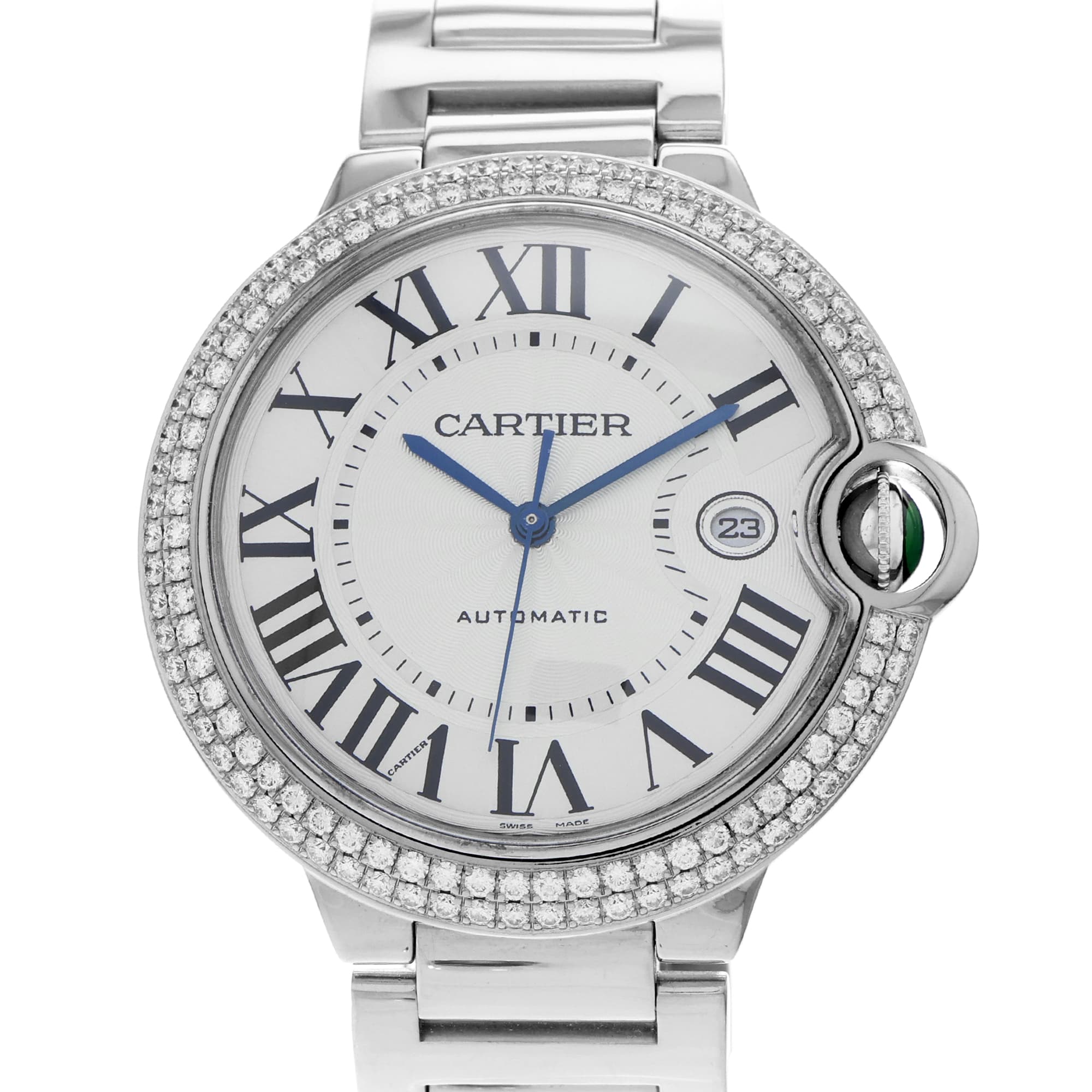 Cartier Ballon Bleu 42mm WE9009Z3 3000 Factory Diamonds 18k White Gold Mens 2005
