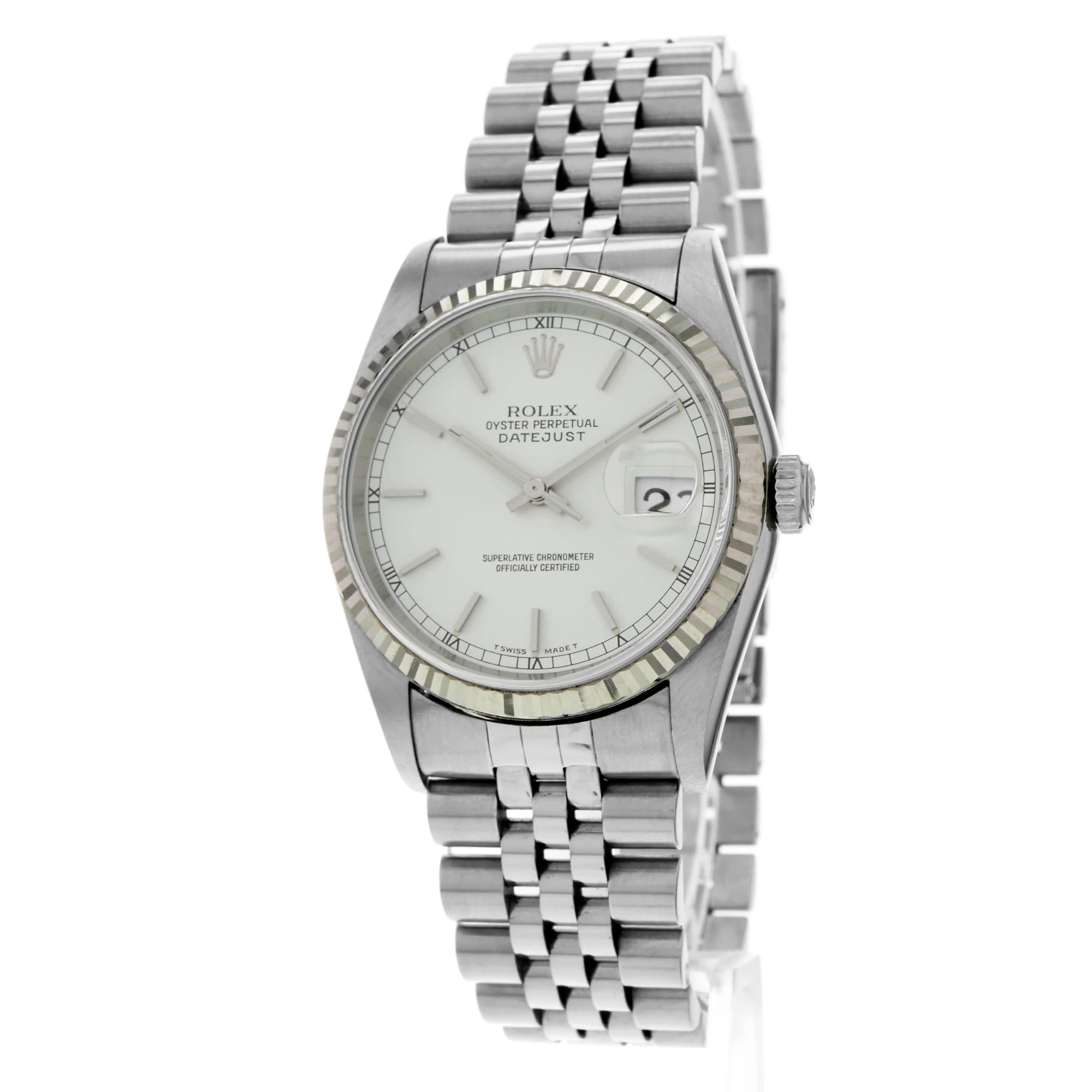 Rolex Datejust 36 16234 Fluted Silver Stick Dial Automatic