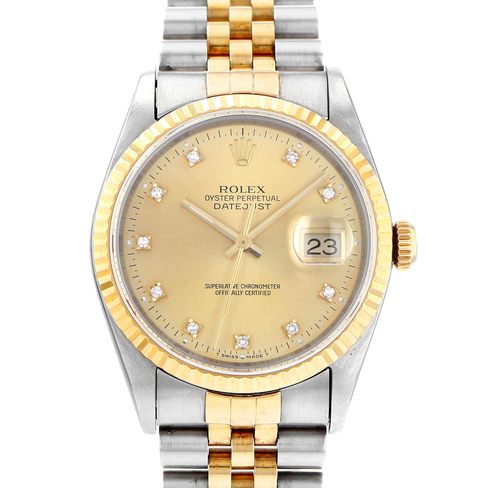 Rolex Datejust 36mm 16233 yellow factory diamonds dial steel & 18K yellow gold