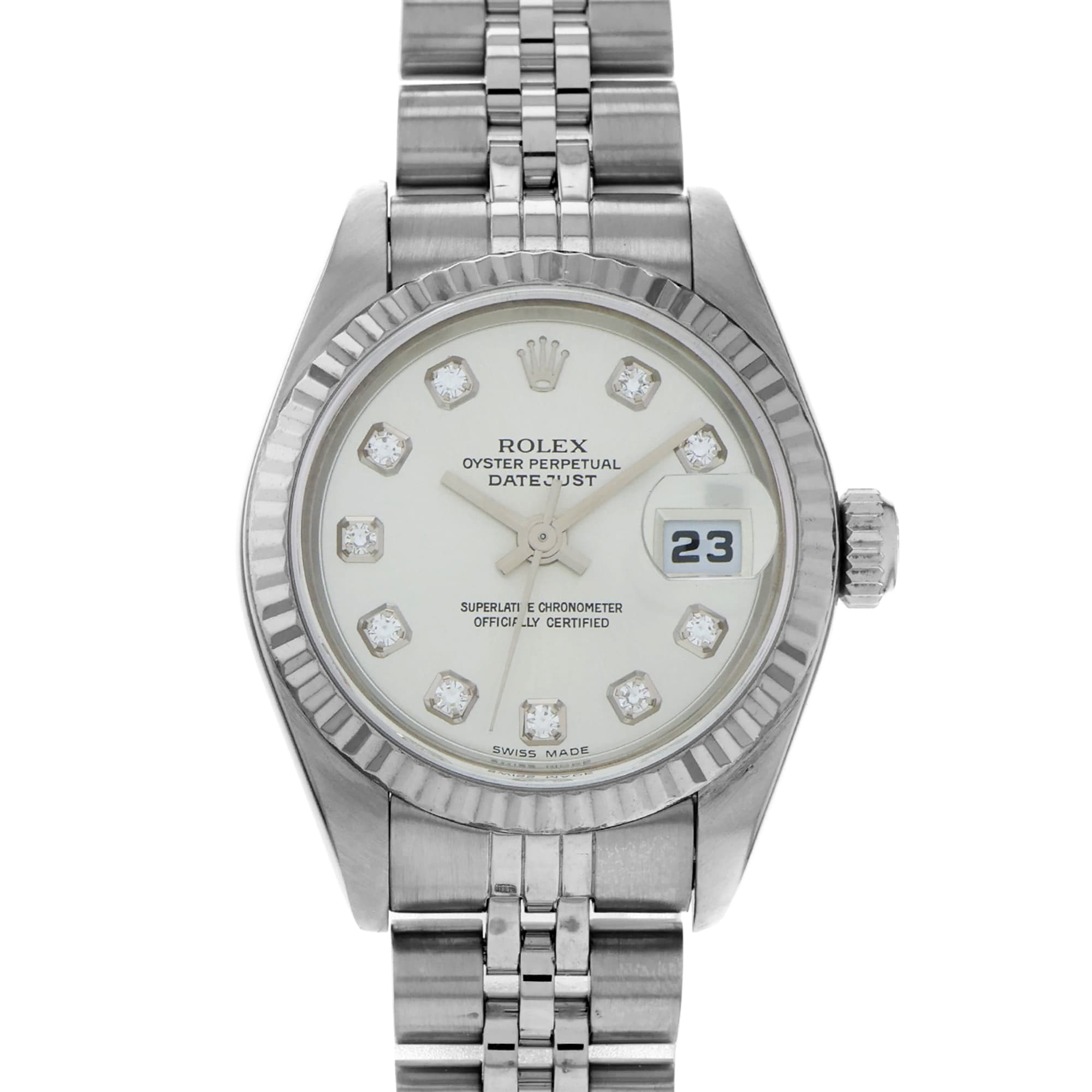 Rolex Lady-Datejust 79174 Factory Silver Diamond Dial Jubilee