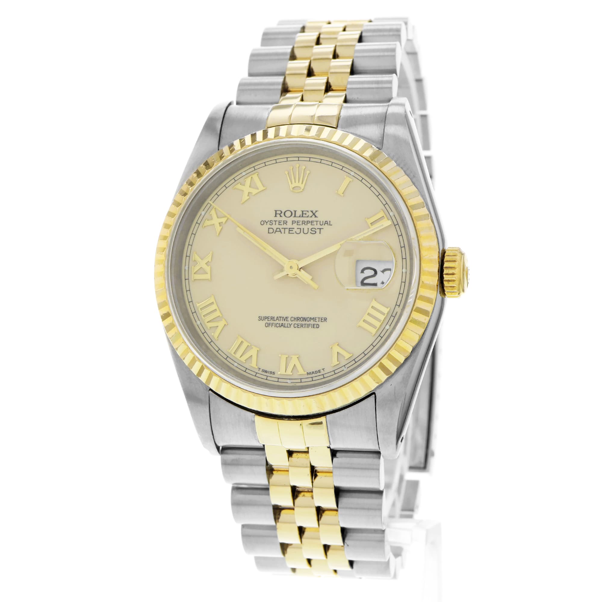 Rolex Datejust 36 16233 Roman Dial Fluted Gold