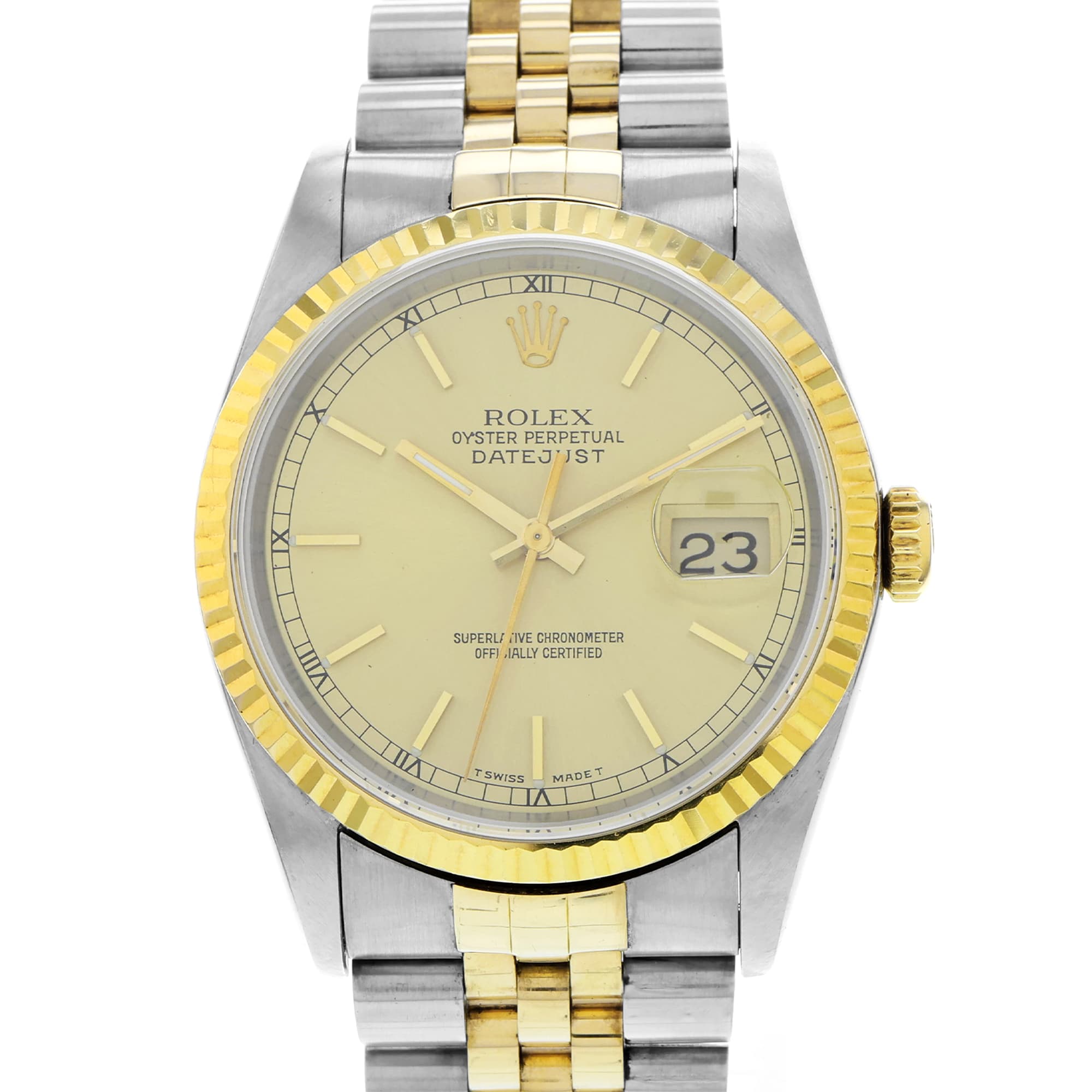 Rolex Datejust 36 16233 Yellow Stick Fluted 18k
