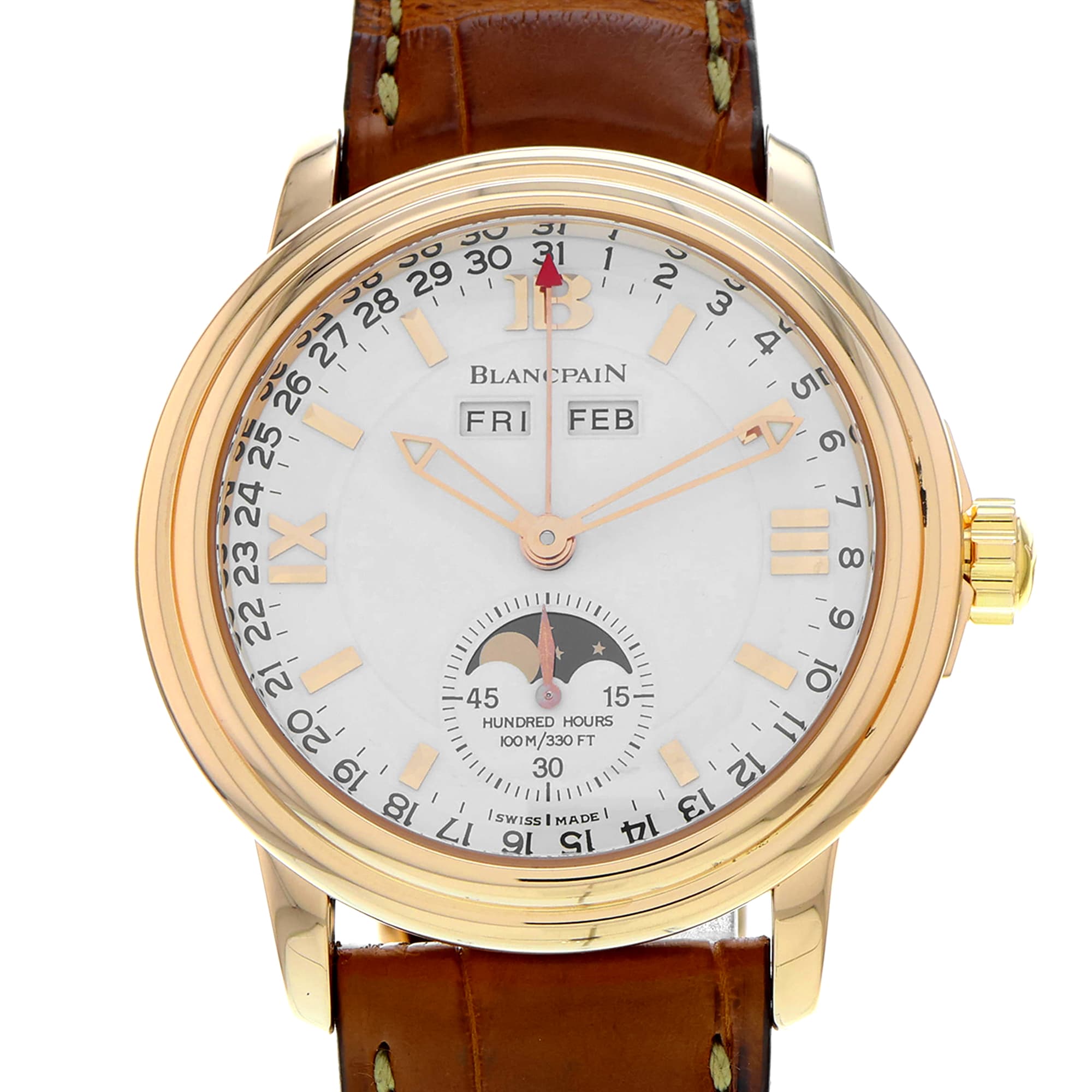 Blancpain Léman 3563A 38mm 18k Rose Gold Moon Phase Calendar Automatic Mens