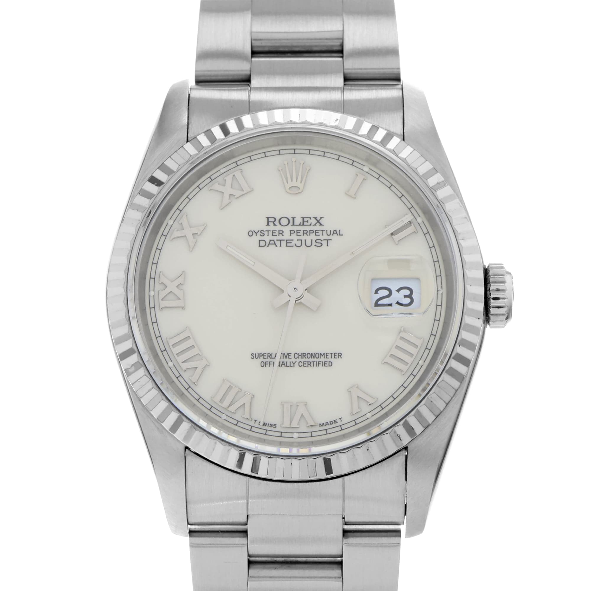 Rolex Datejust 36 16234 White Roman Dial Oyster White Gold 18k
