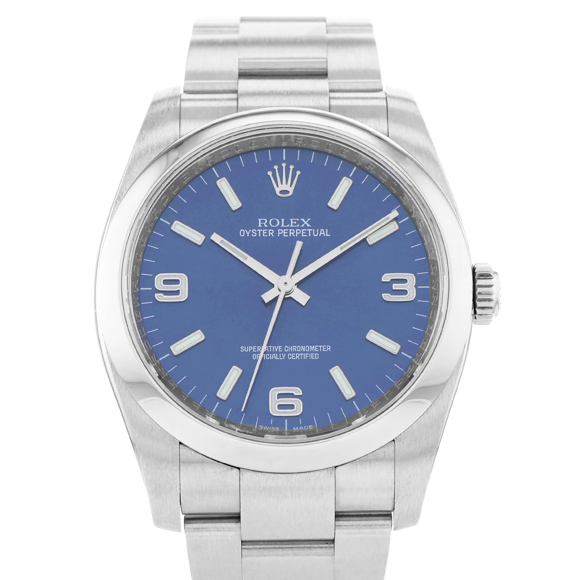 Rolex Oyster Perpetual 116000 Blue Arabic Automatic Mens