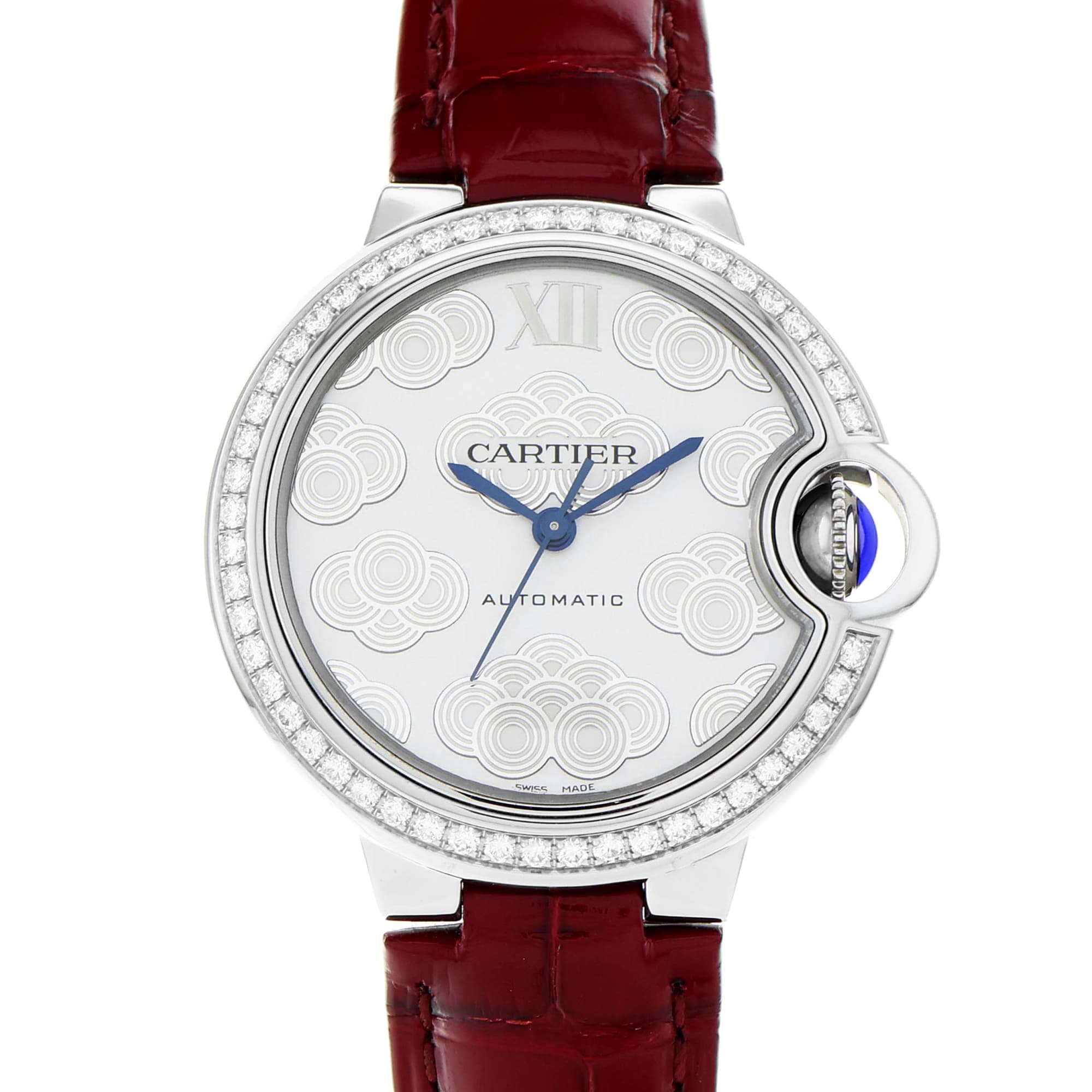 Cartier Ballon Bleu 33mm W4BB0027 3489 Factory Diamonds Lucky Clouds Limited 350