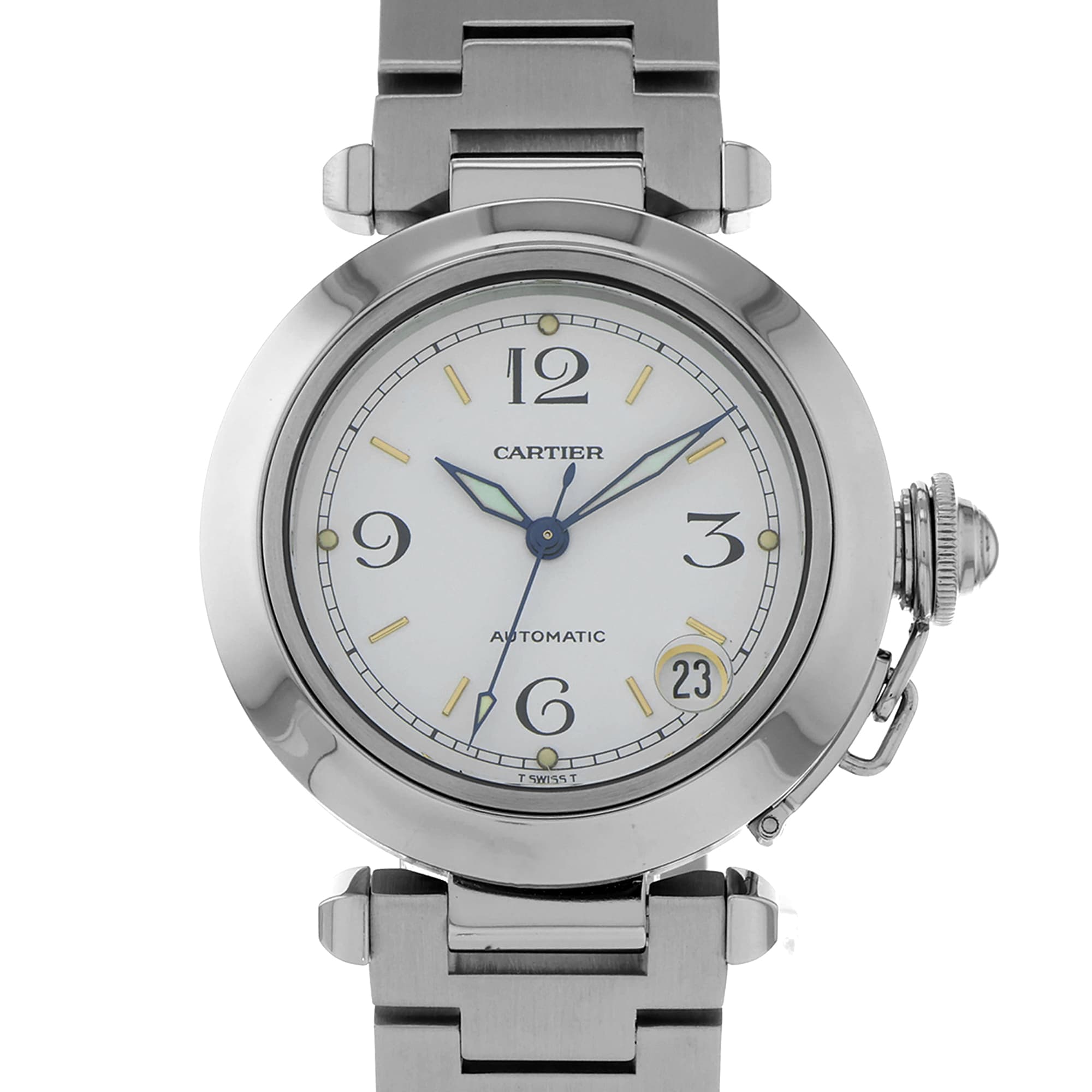 Cartier Pasha C W31015M7 2324 White Arabic Dial Automatic Date