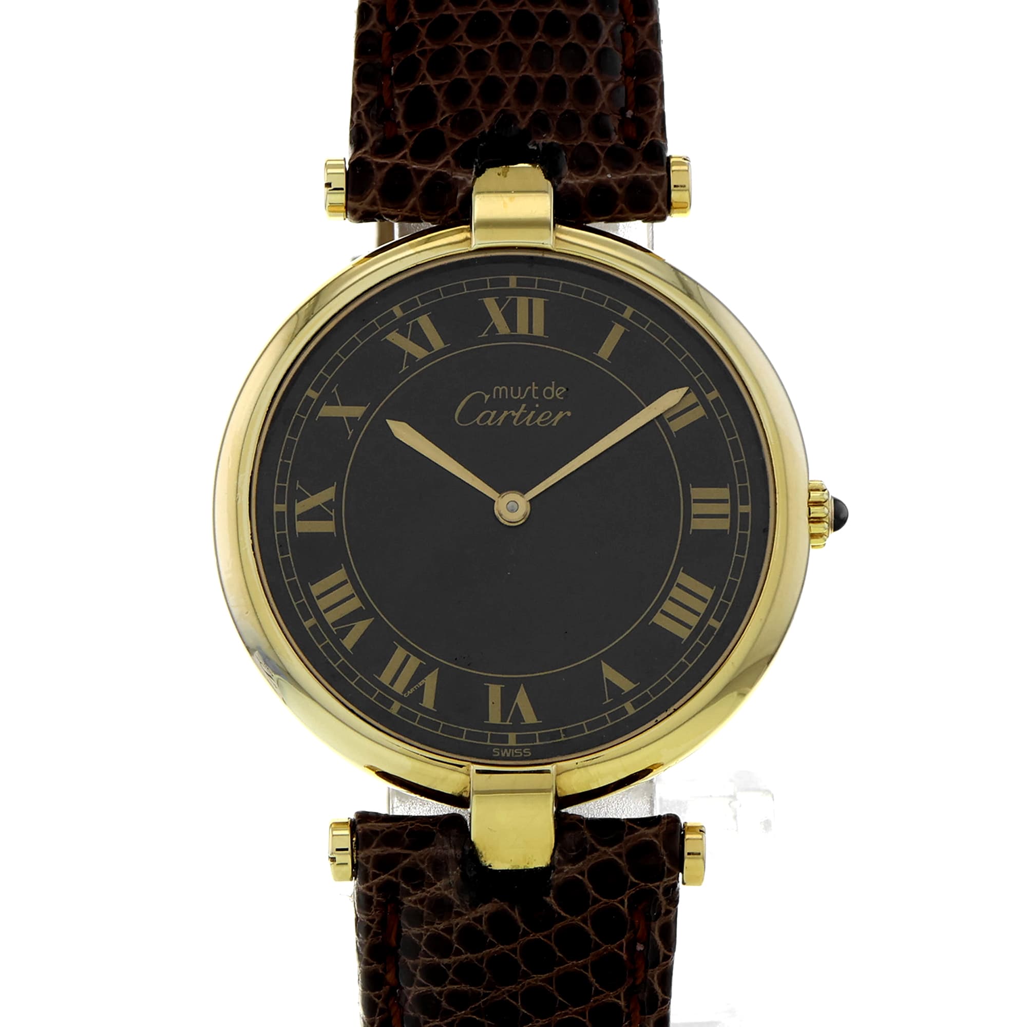 Cartier Tank Vermeil 590003 Brown Roman Plated