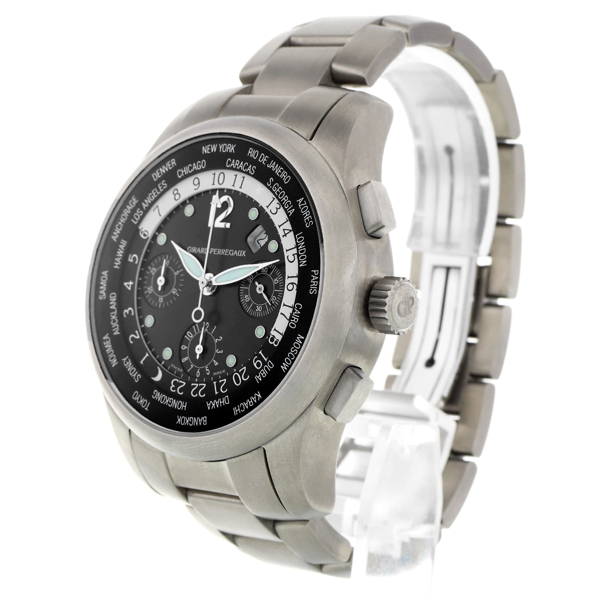 Girard Perregaux WW.TC 4980 Black Arabic Dial Chronograph GMT