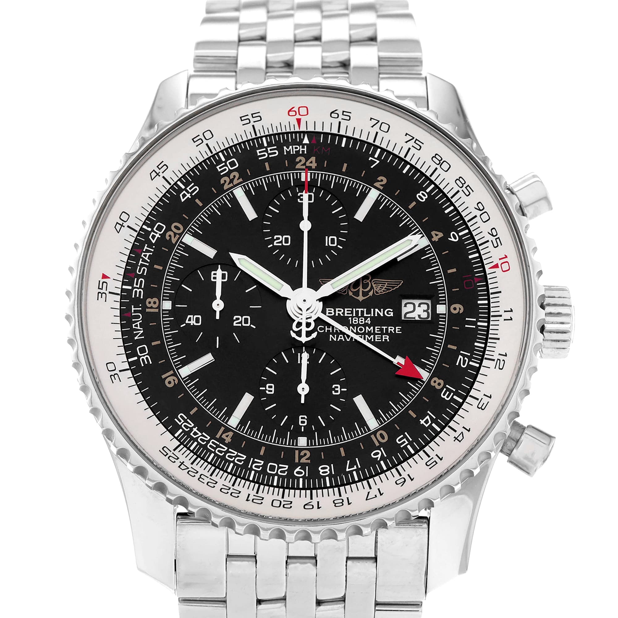 Breitling Navitimer A24322 Black Chronograph GMT Dual Timezone