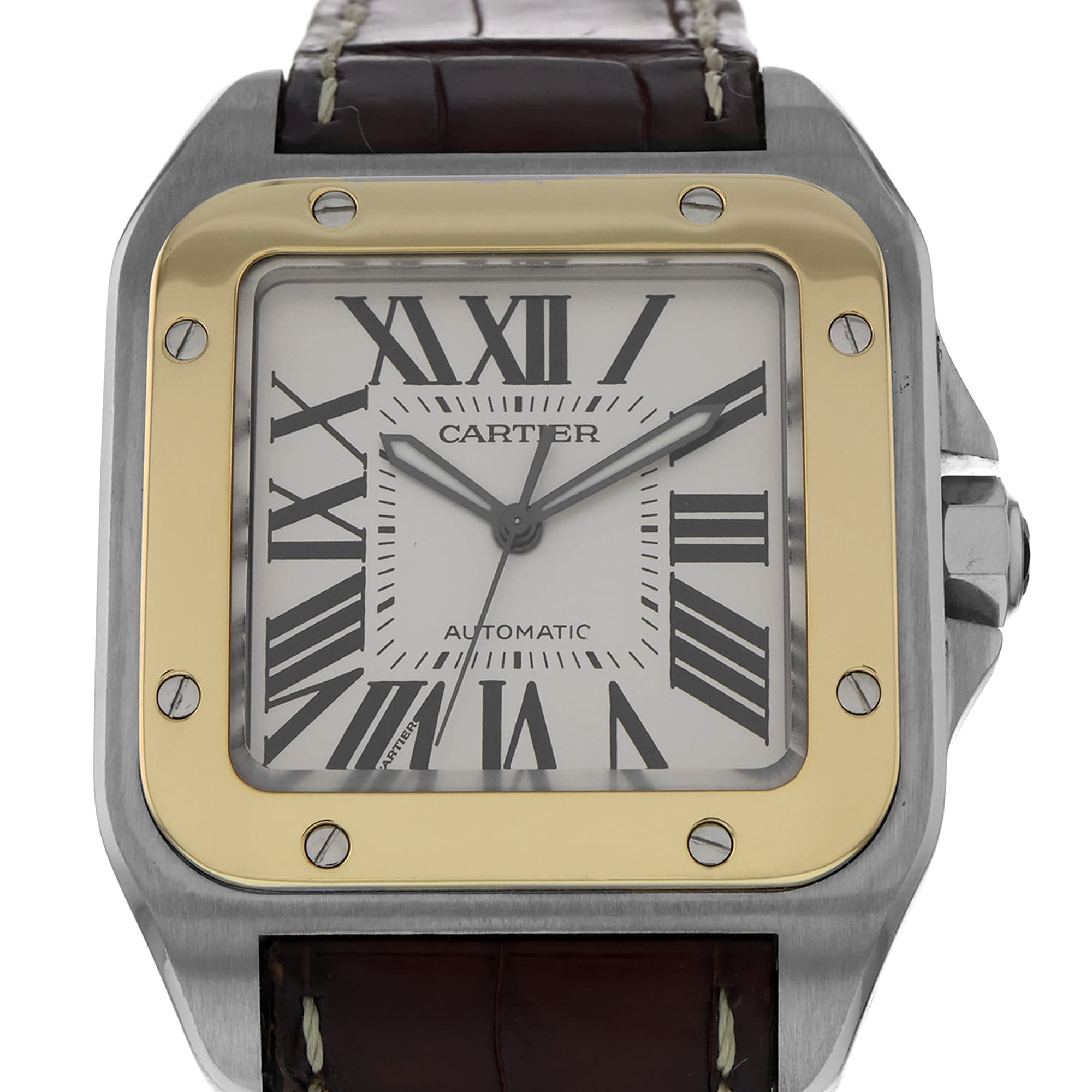 Cartier Santos 100 W20077X7 2656 2858 White Roman 18k