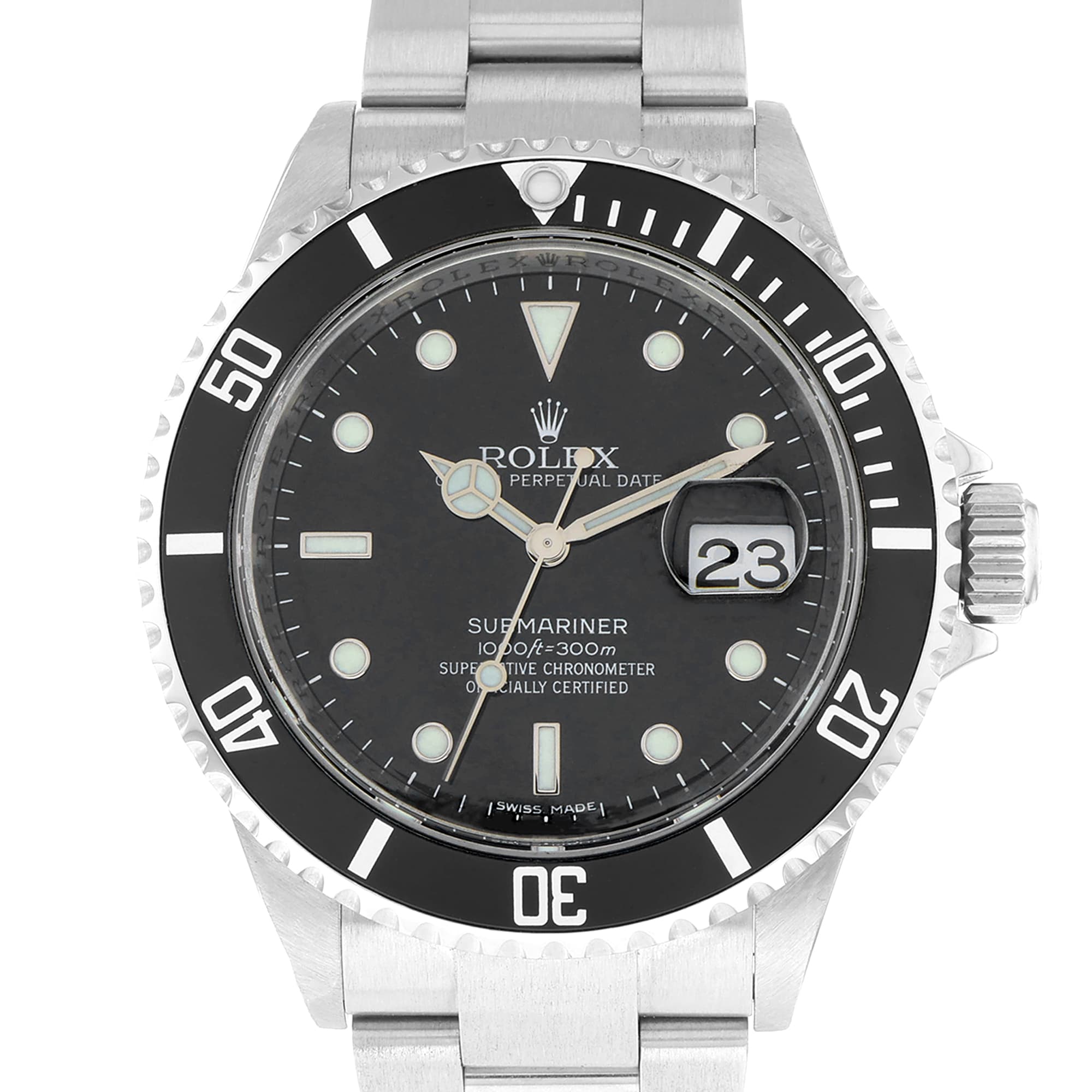 Rolex Submariner Date 16610 Engraved bezel Black Dial