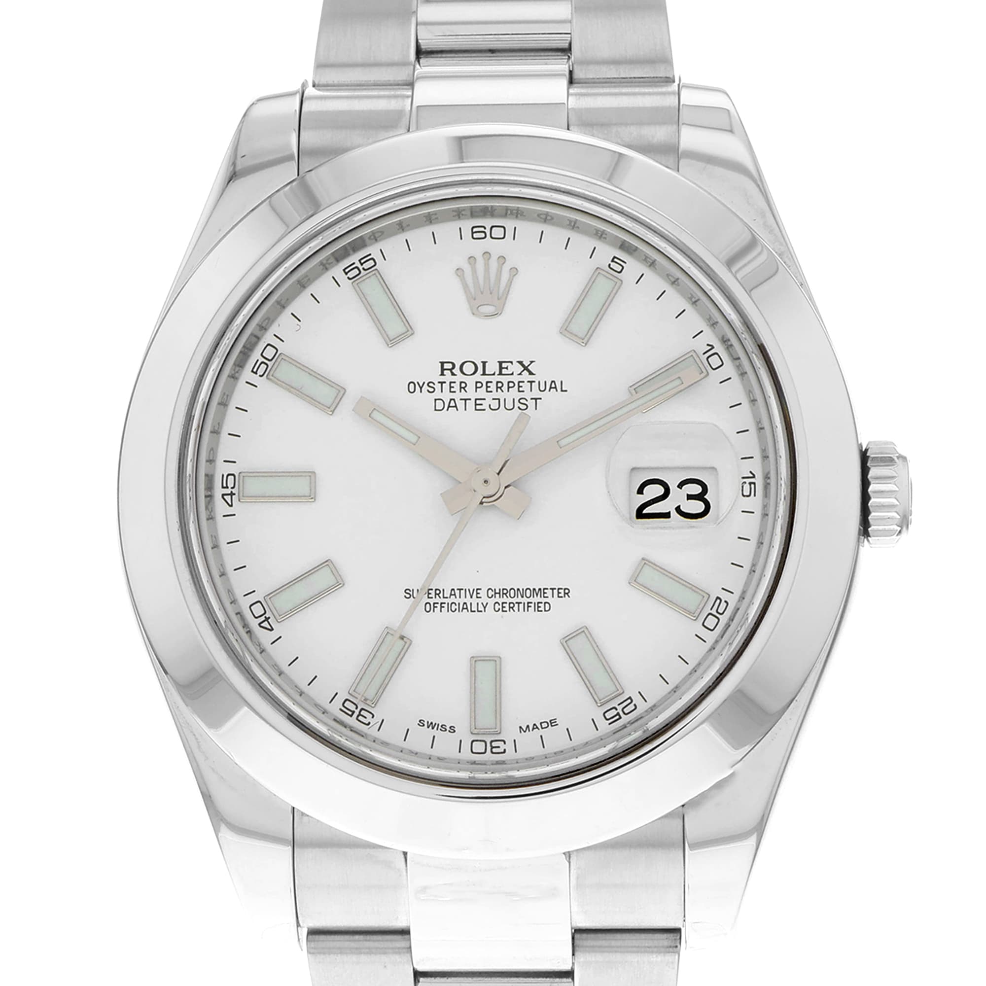 Rolex Datejust II 116300 White Stick Dial Smooth Bezel Oyster