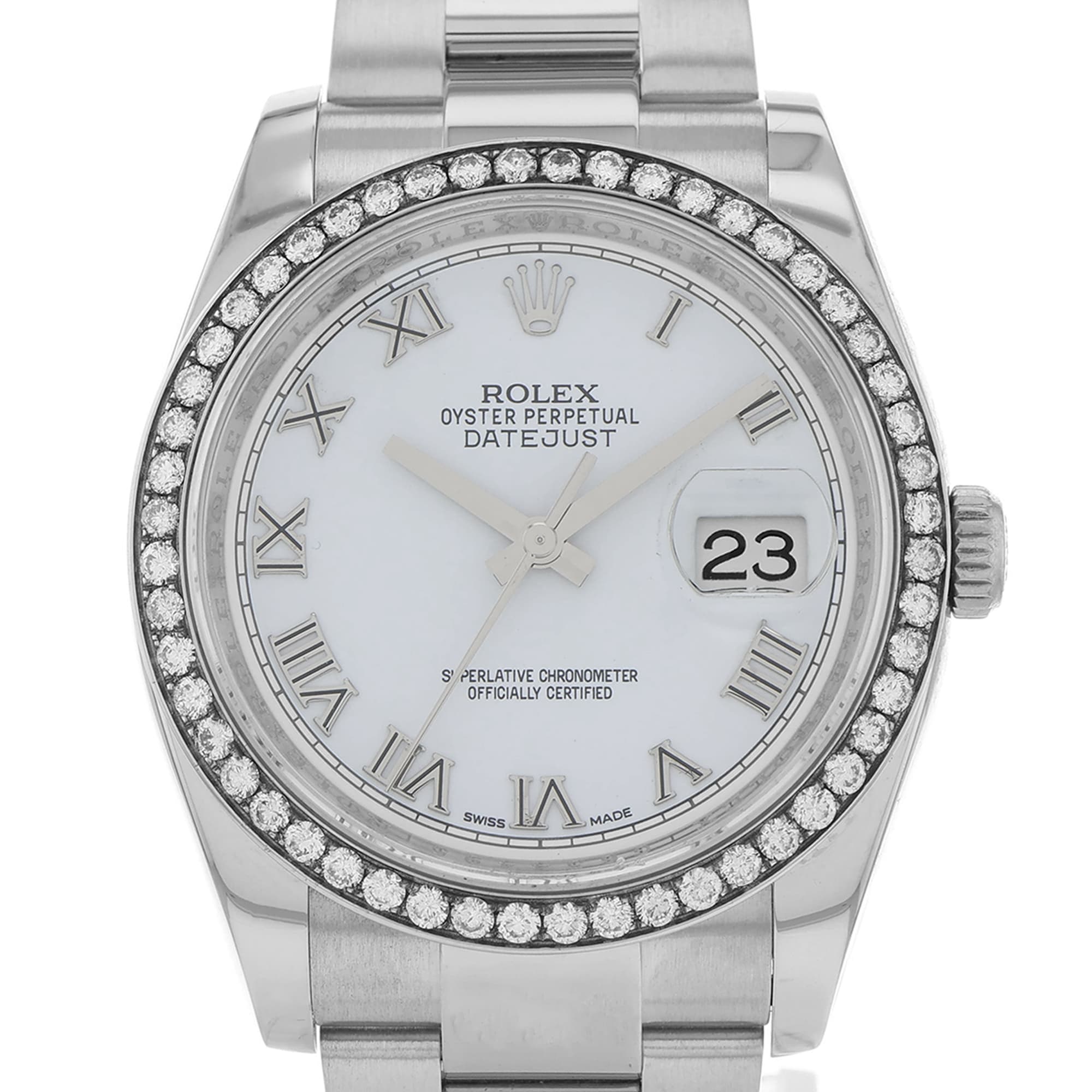 Rolex Datejust 36mm 116200 Year 2009 1.5 ct. After Market Factory Diamond Bezel