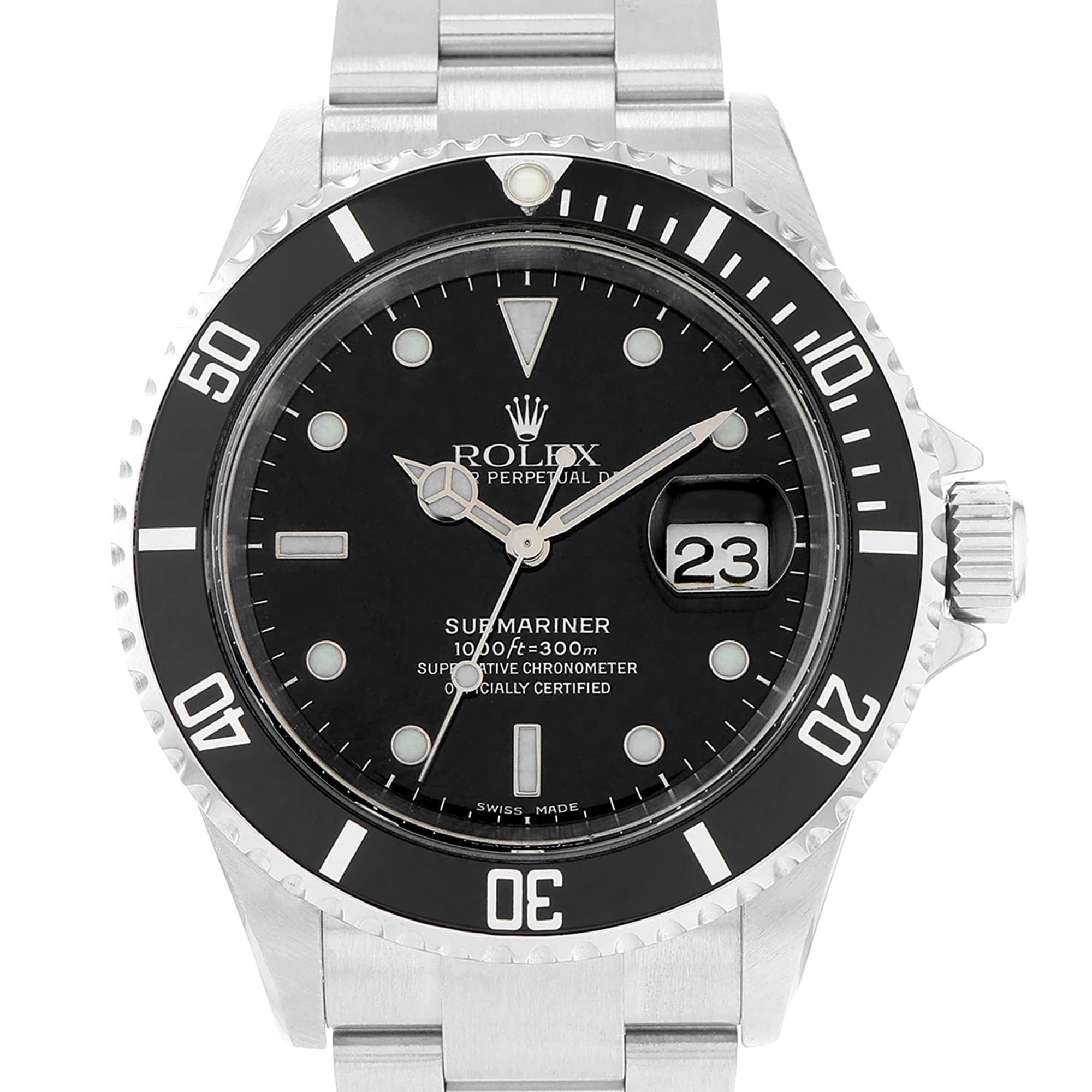 Rolex Submariner Date 16610 No pinholes in case, solid end links year 2005