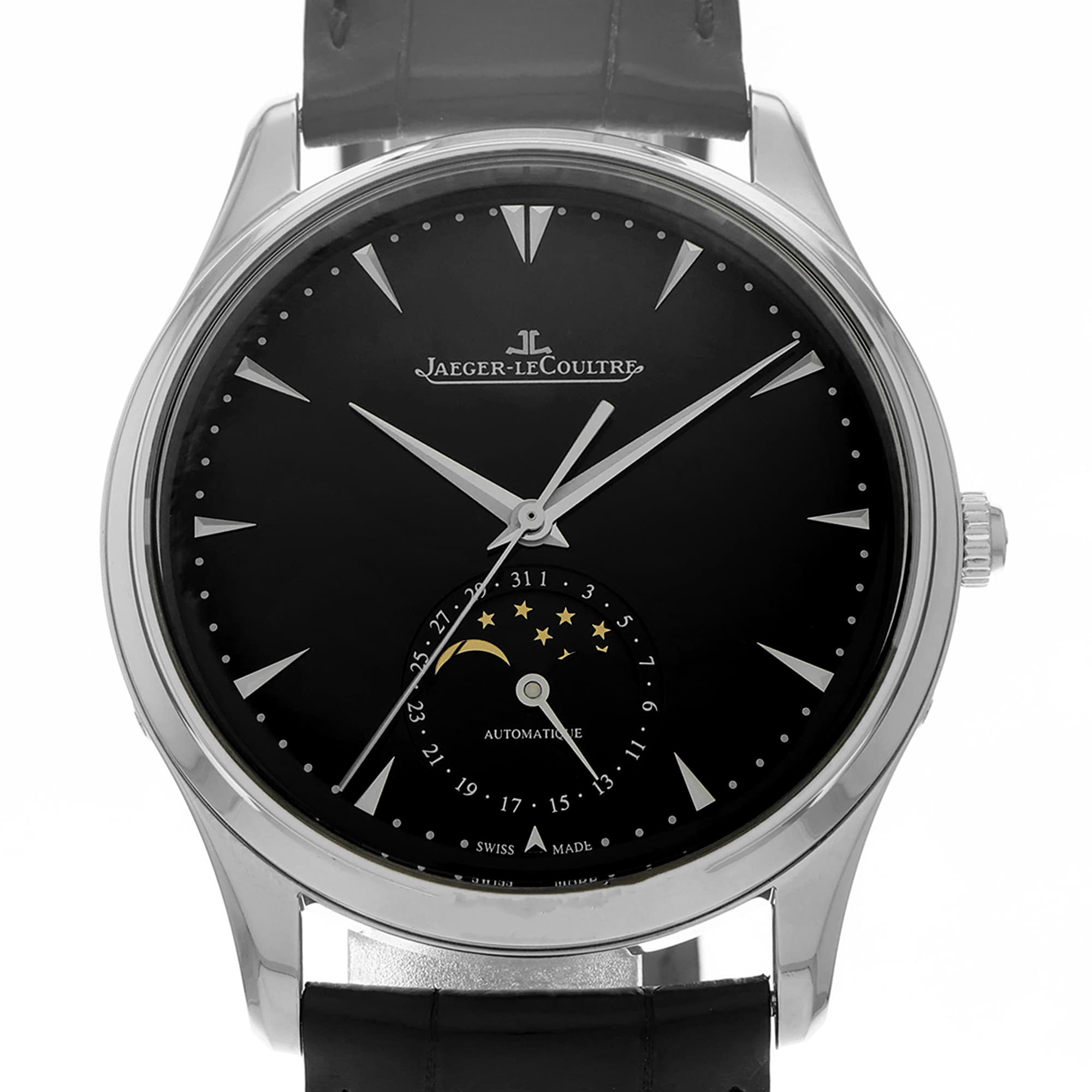 Jaeger-LeCoultre Master Ultra Thin Moon 176.8.64.5 39mm black dial box papers