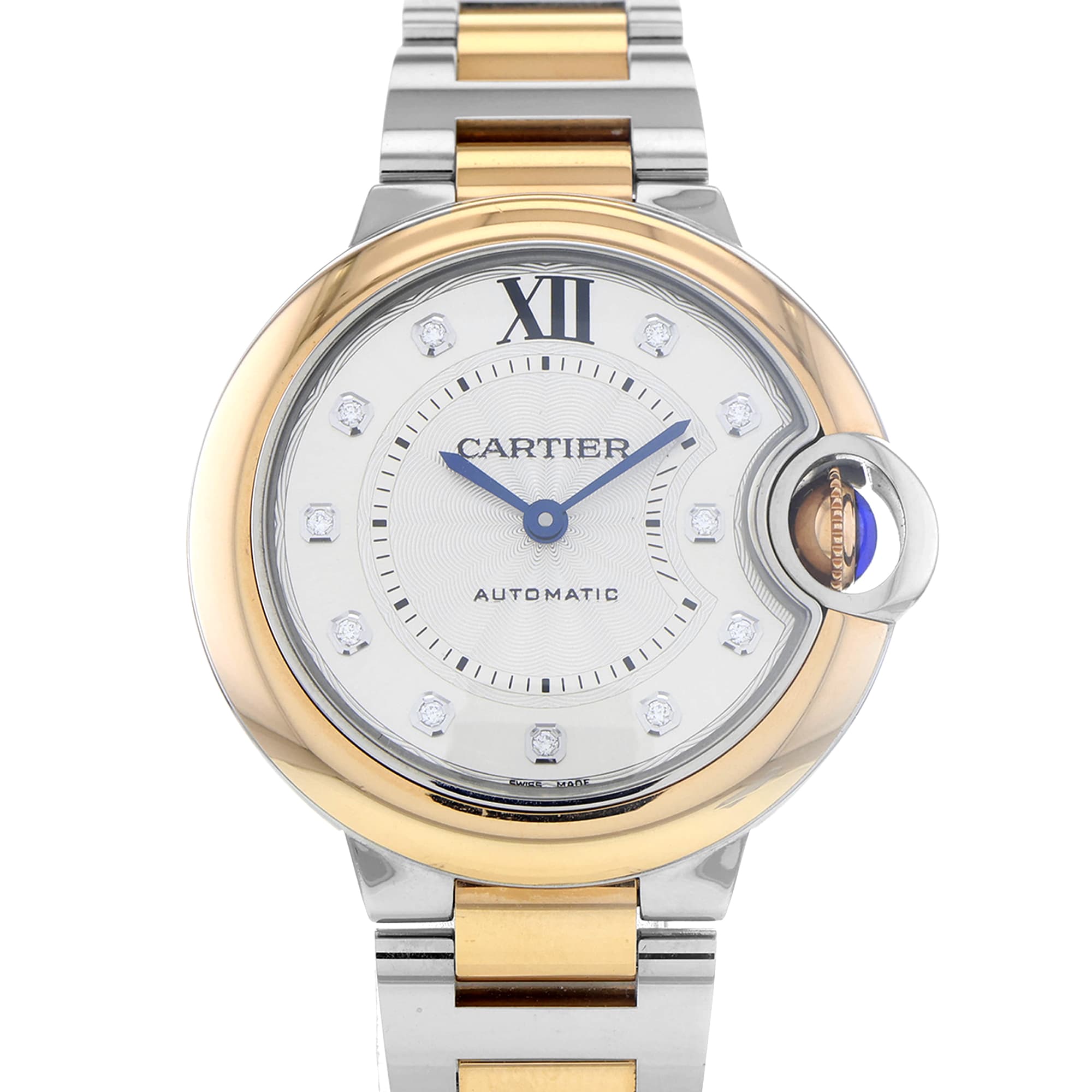 Cartier Ballon Bleu 33mm W3BB0021 4374 Factory Diamond Dial 18k Rose Gold