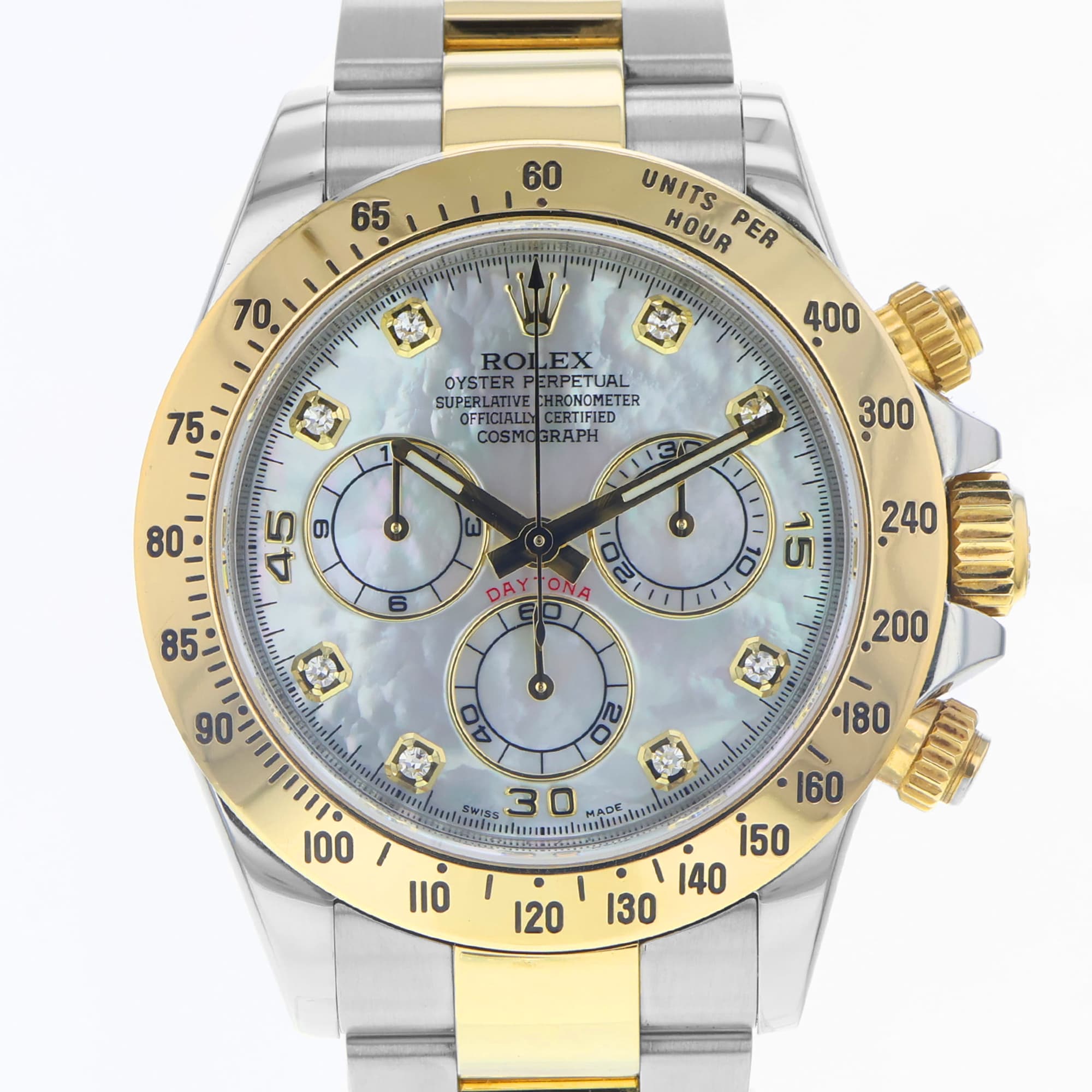 Rolex Daytona 116523 MOP factory diamond dial steel & 18K yellow gold