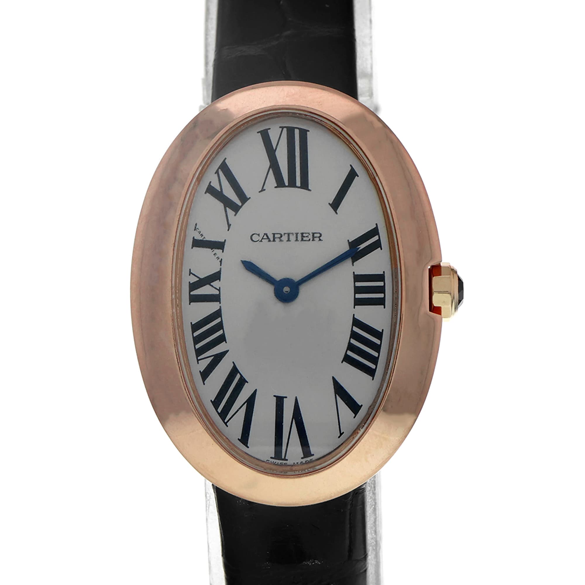 Cartier Baignoire W8000007 3064 31mm Silver Roman 18k Rose Gold Quartz Womens