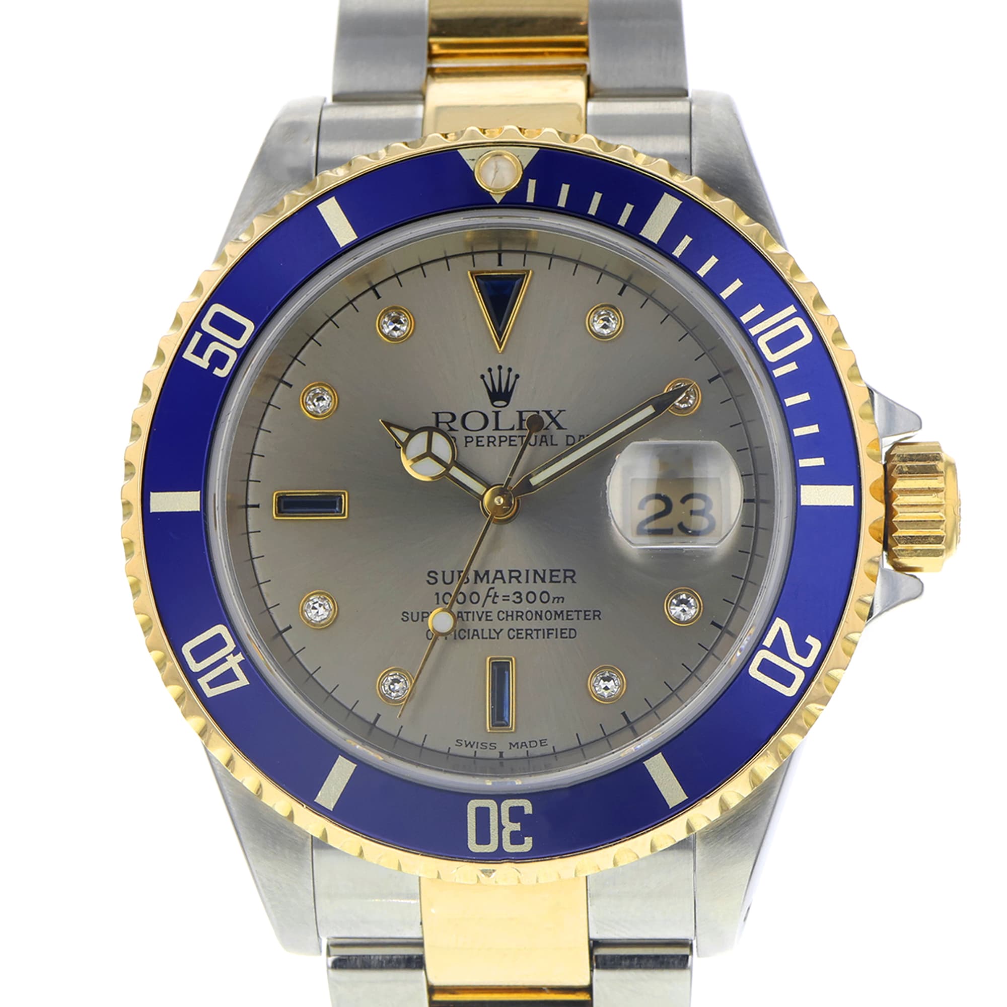 Rolex Submariner 16613 Champagne automatic date dial Steel & 18K Yellow Gold