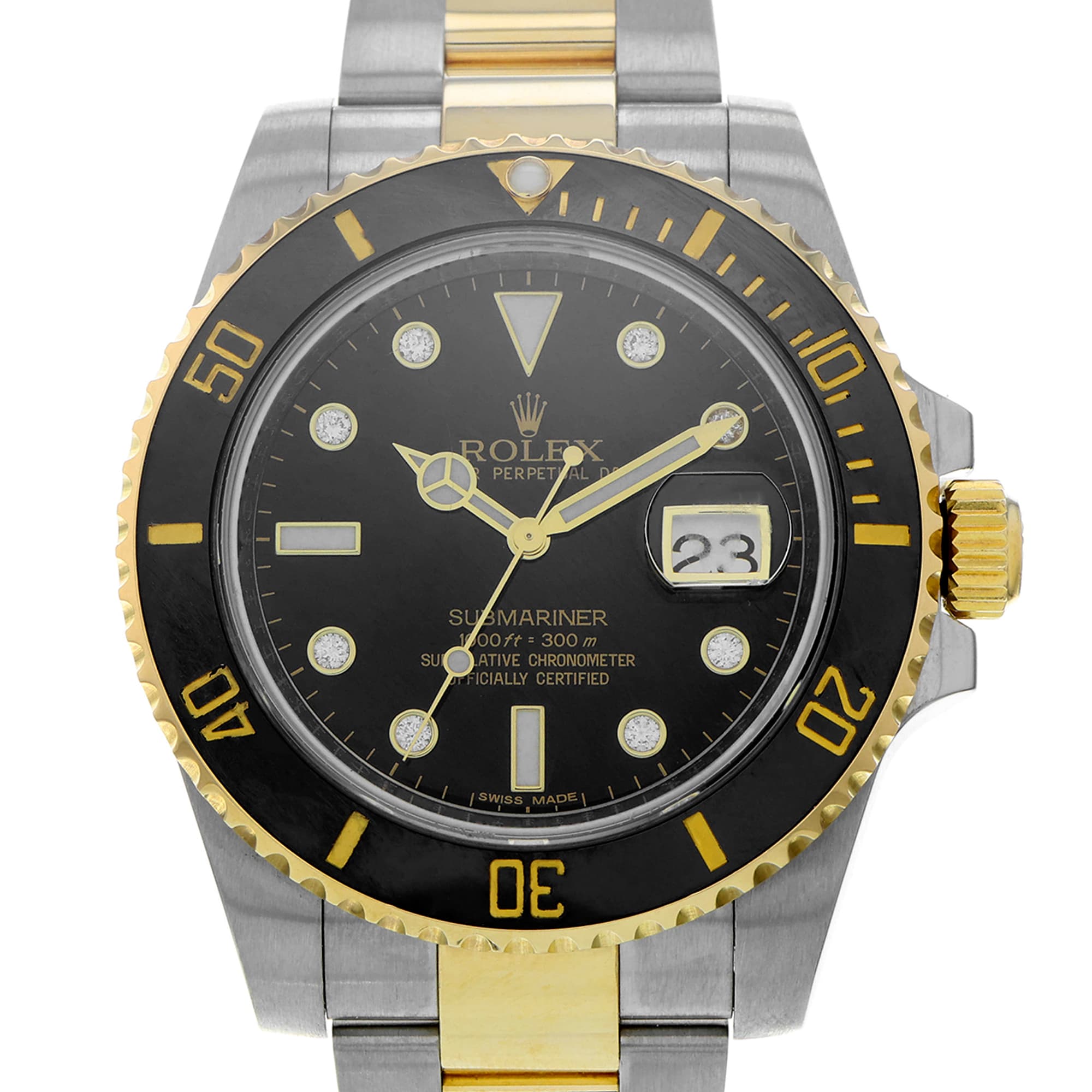 Rolex Submariner Date 40mm 116613 Rare black factory diamond dial, ceramic bezel