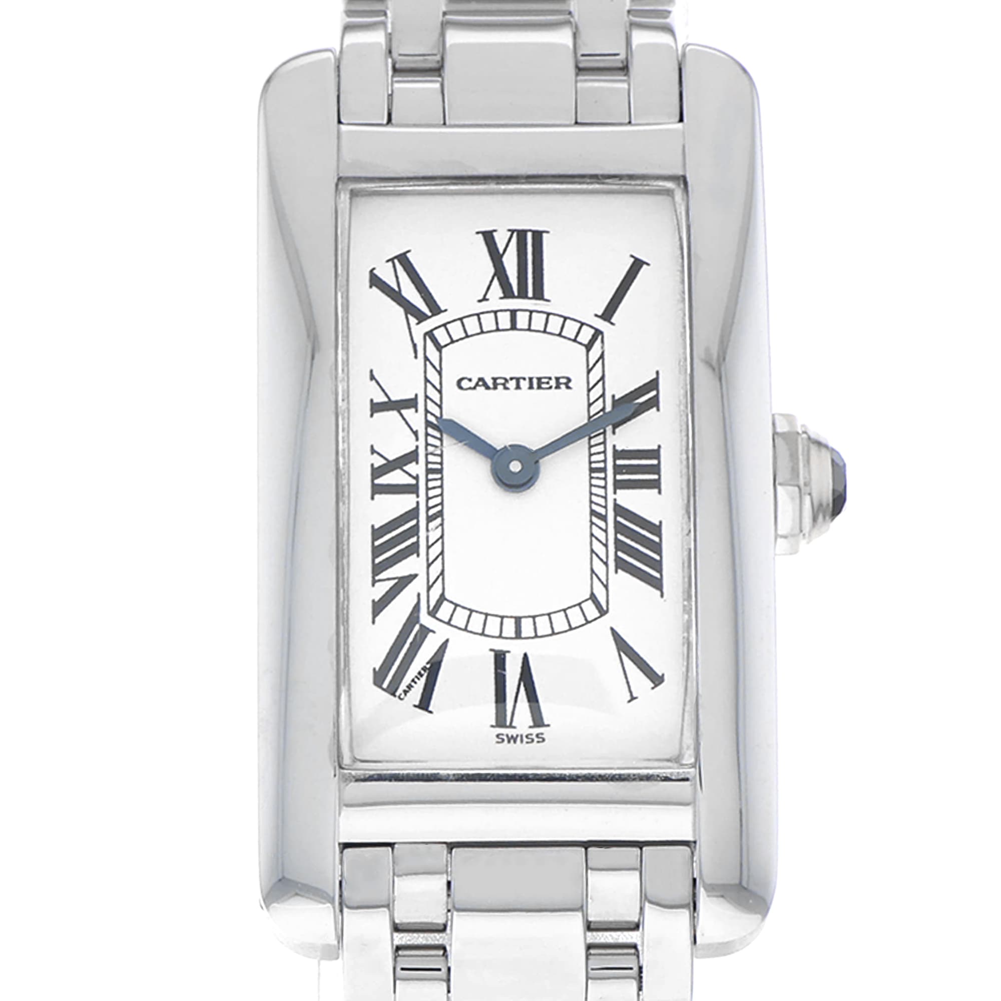 Cartier Tank Americaine 19mm W26019L1 1713 White roman dial 18K white gold