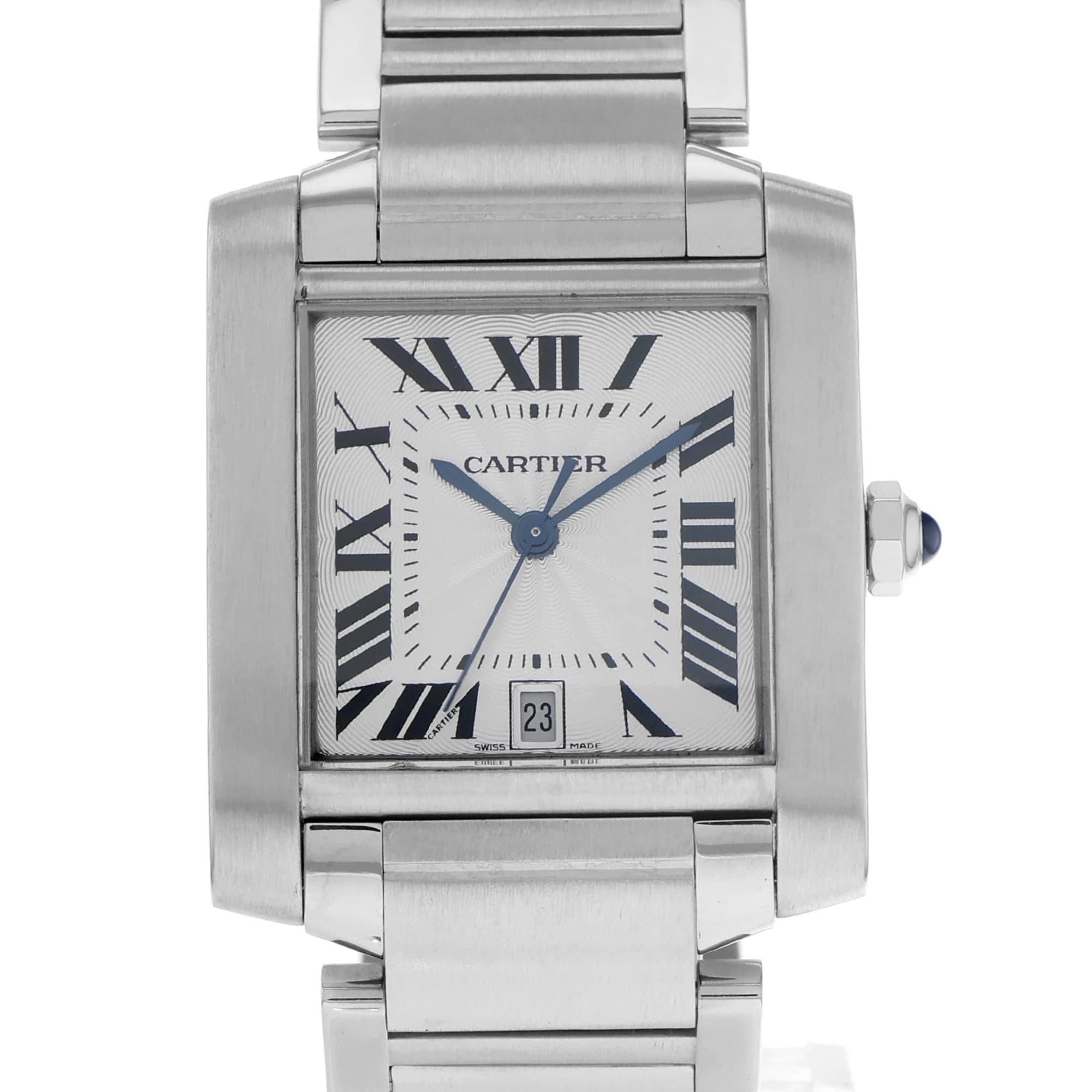 Cartier Tank Francaise W51002Q3 2302 Silver roman automatic date dial steel
