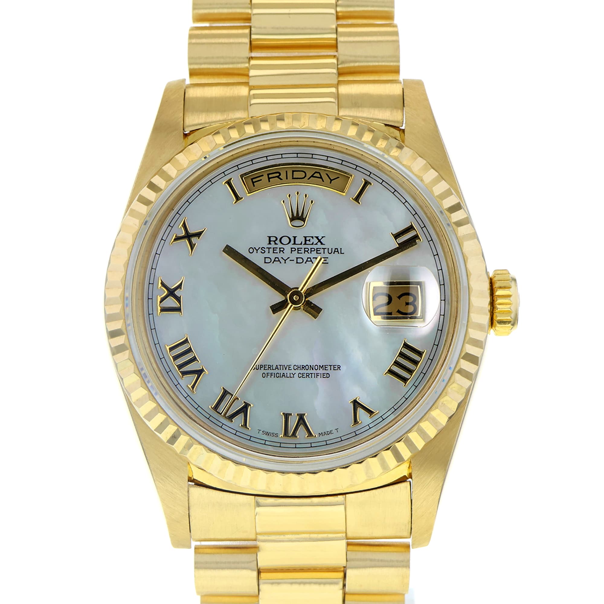 Rolex Day-Date 36 18238 Factory MOP double quick MINT 18K yellow gold