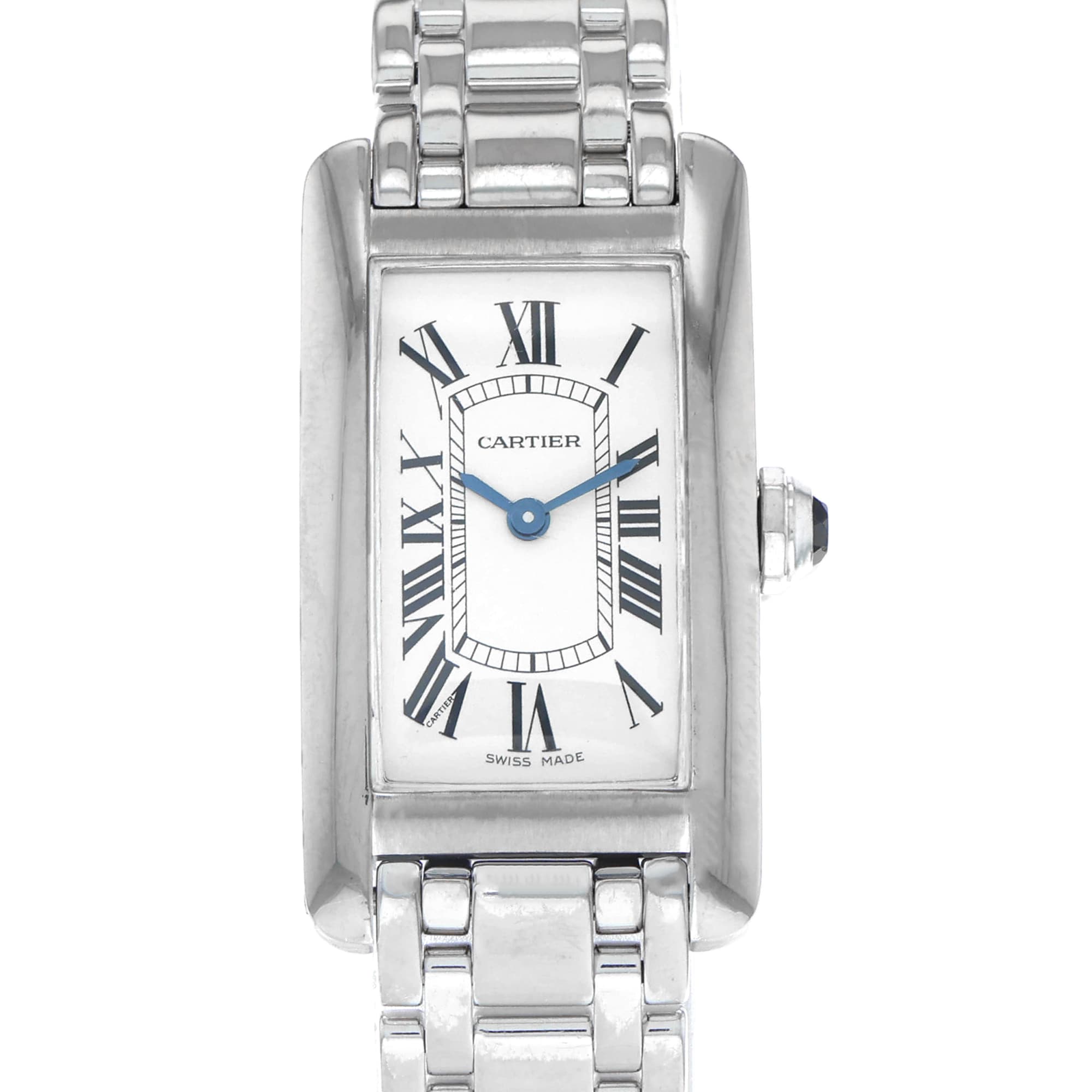 Cartier Tank Americaine 19mm W26019L1 1713 White roman dial 18K white gold