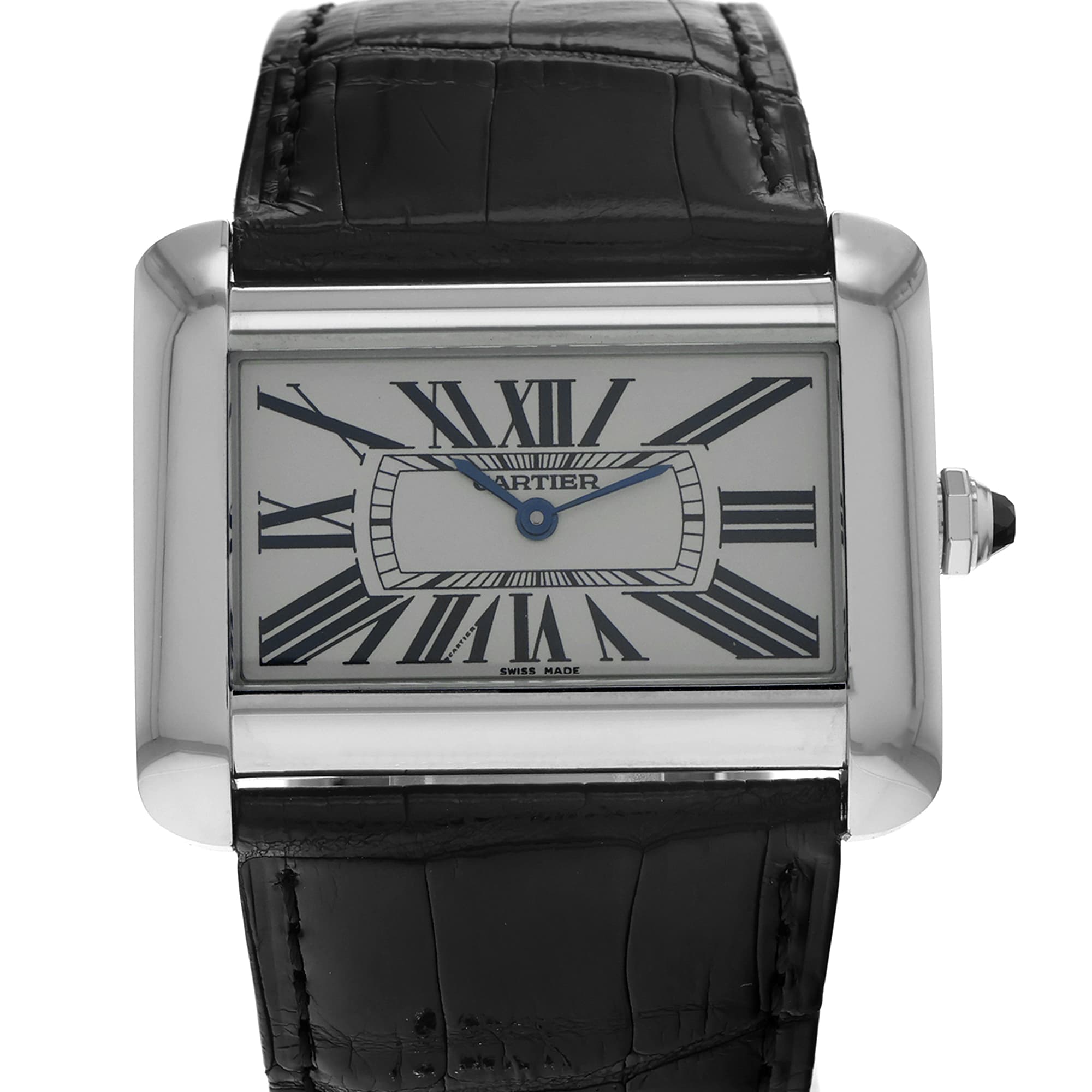 Cartier Tank Divan 2600 Silver roman dial quartz movement leather strap