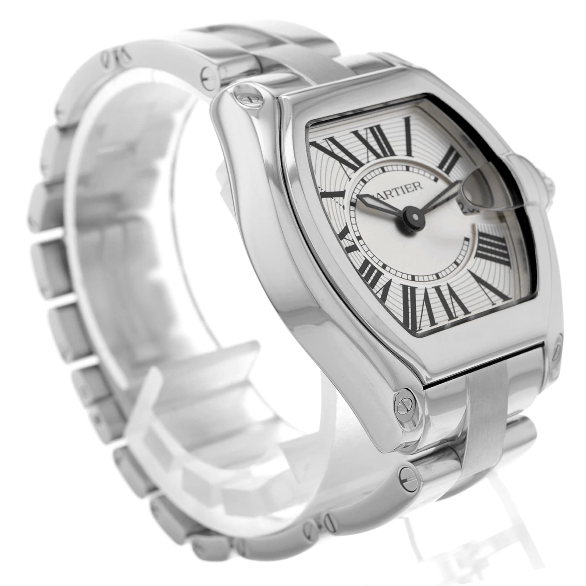 Cartier Roadster W62016V3 2675 Silver roman quartz date dial