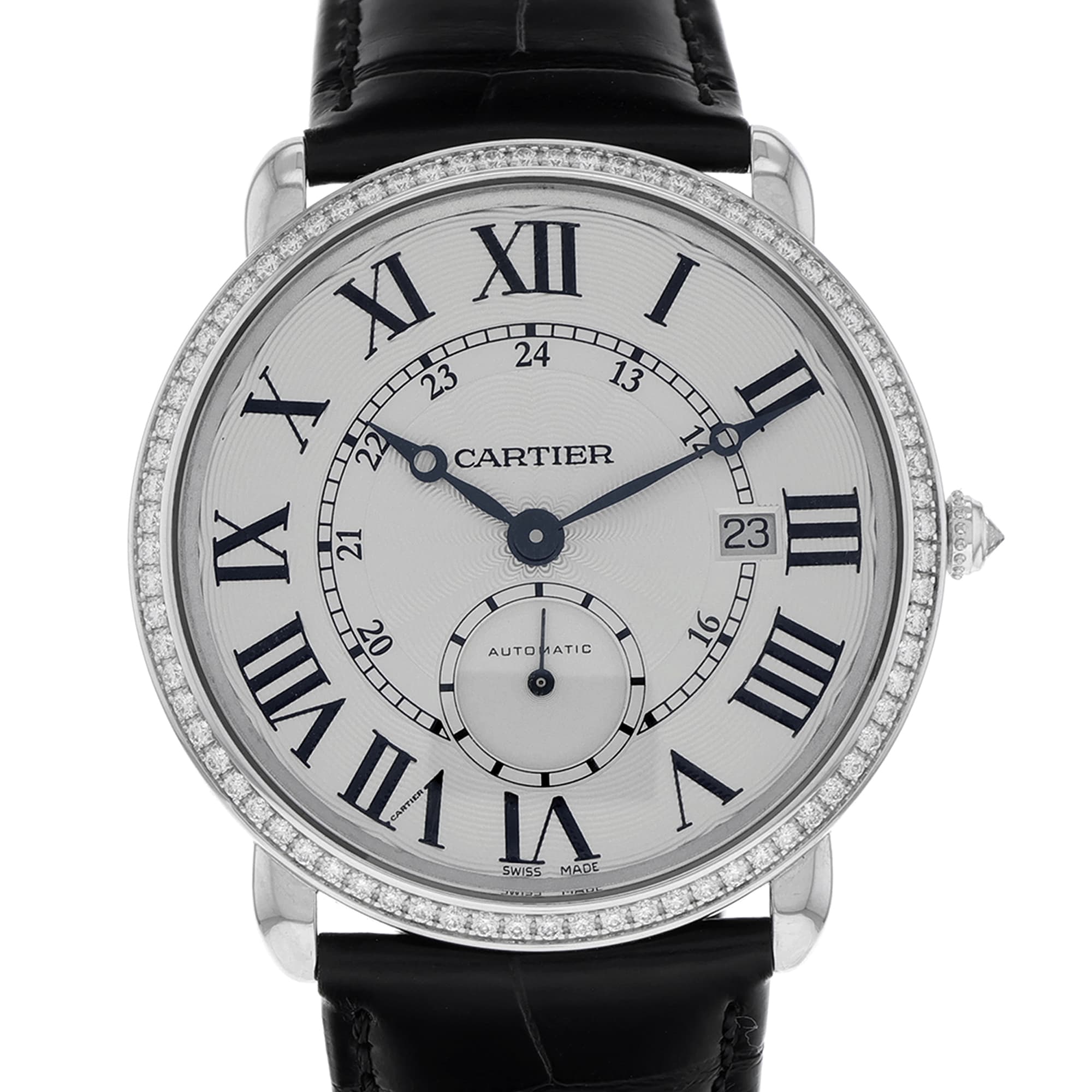 Cartier Ronde Louis Cartier WR007018 Factory diamonds white gold automatic B/P