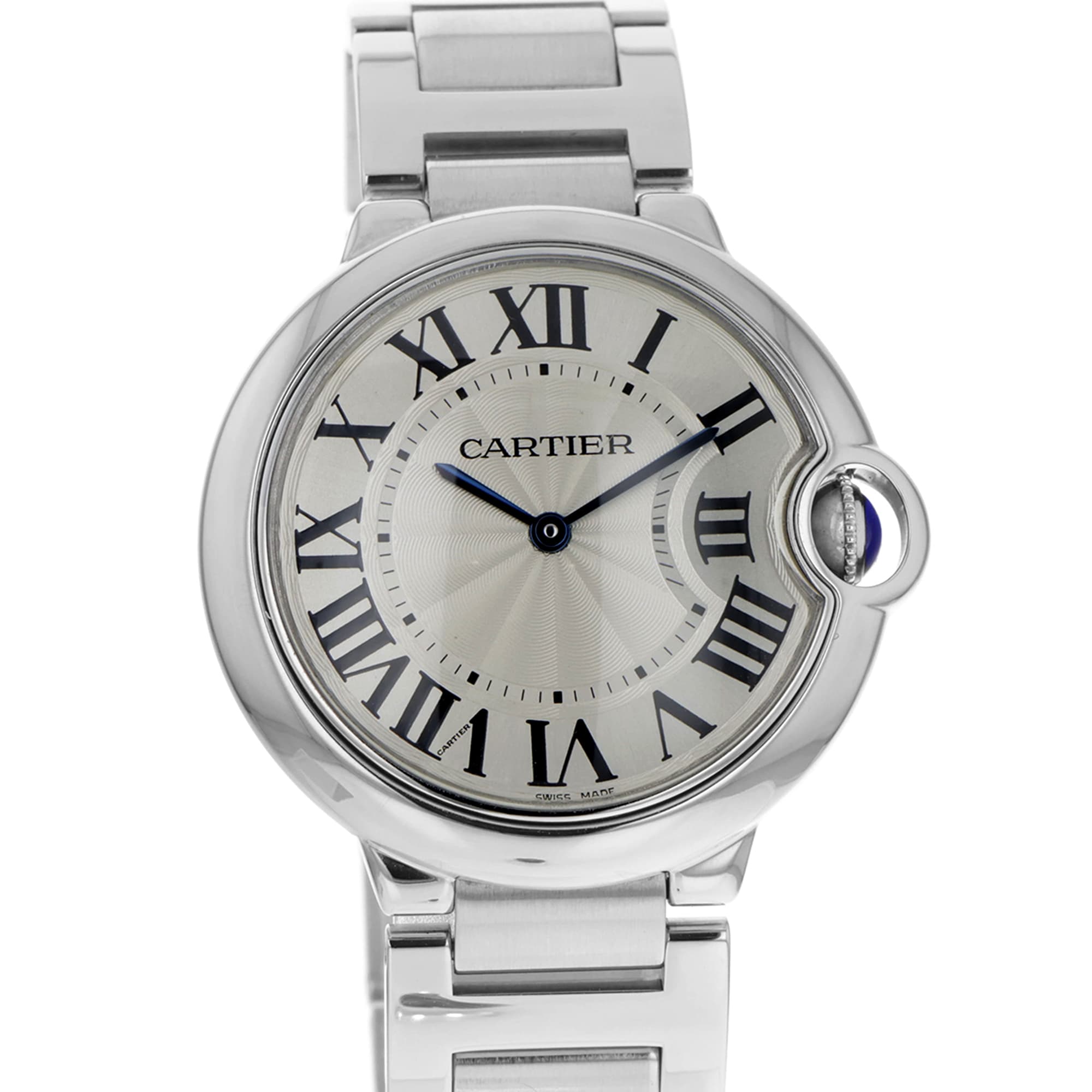 Cartier Ballon Bleu 36mm W69011Z4 3005 Silver Roman Stainless Steel Quartz Mens