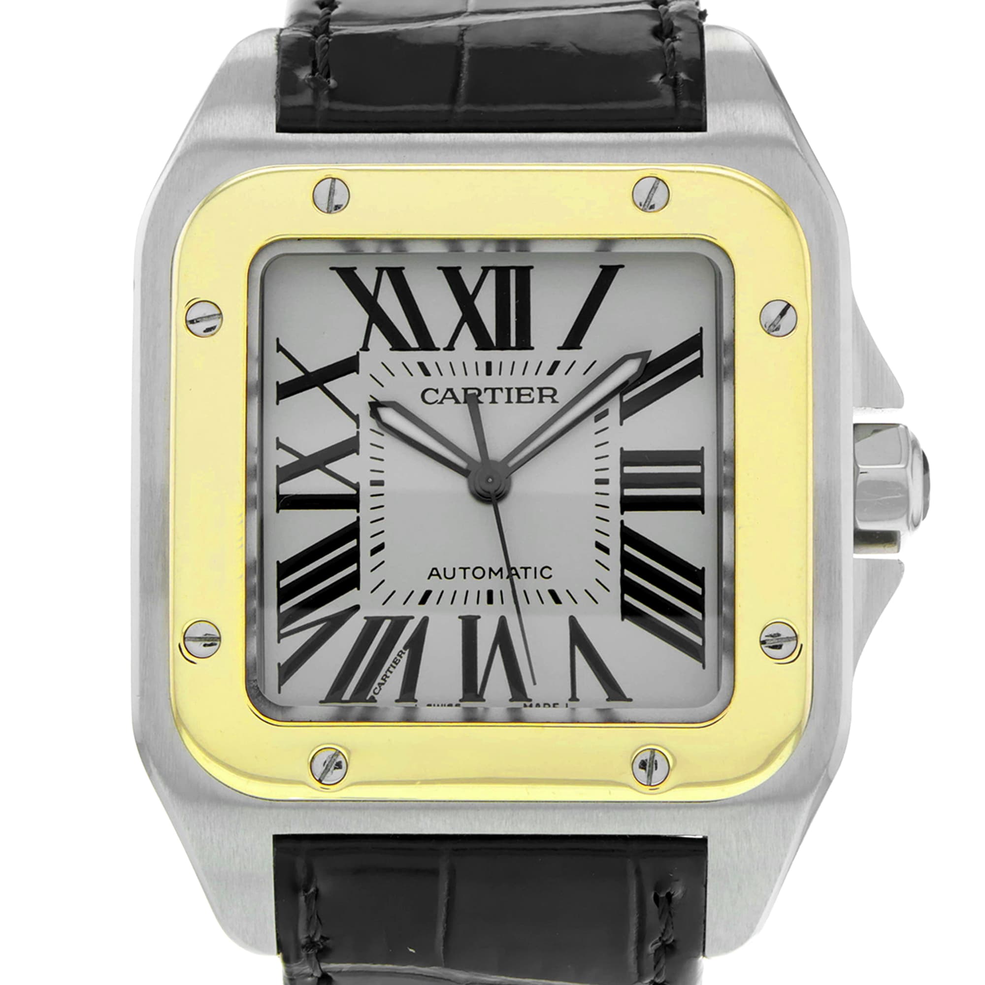 Cartier Santos 100 2656 W20072X7 White roman dial steel & 18K yellow gold
