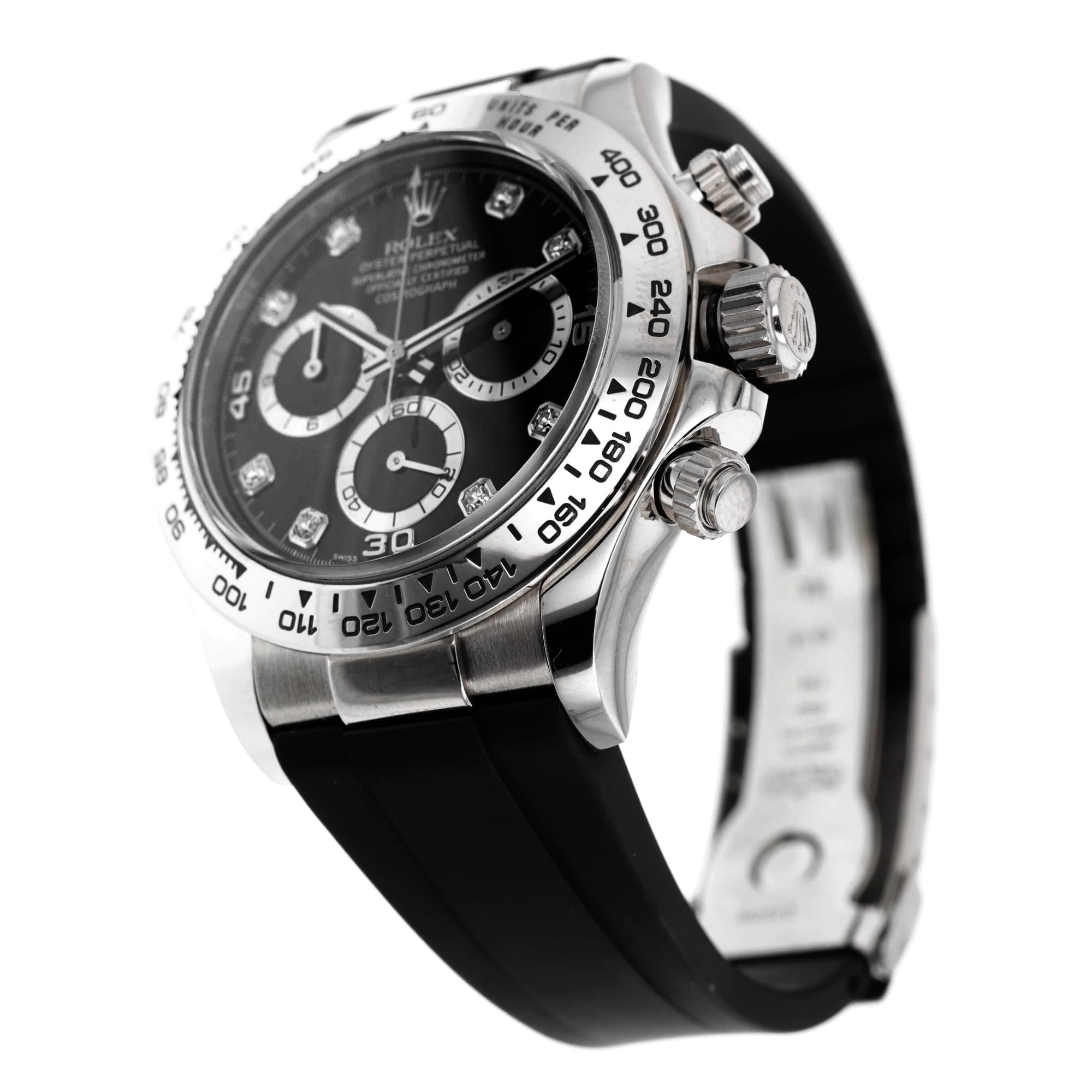 Rolex Daytona 116519 Factory diamond black dial 18K white gold, Rubber-B strap