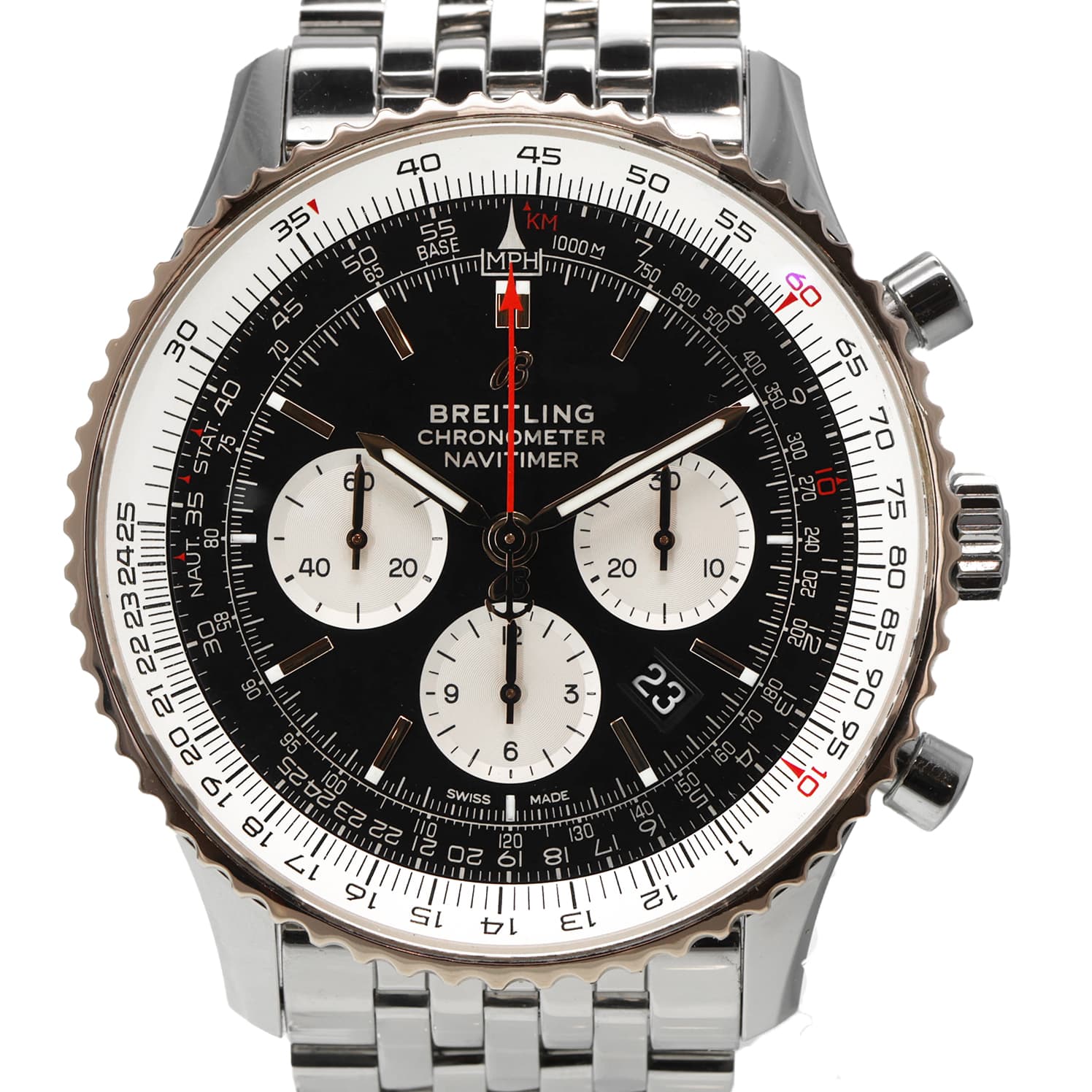 Breitling Navitimer UB0127 46mm Chronograph Date Skeleton back rose gold bezel