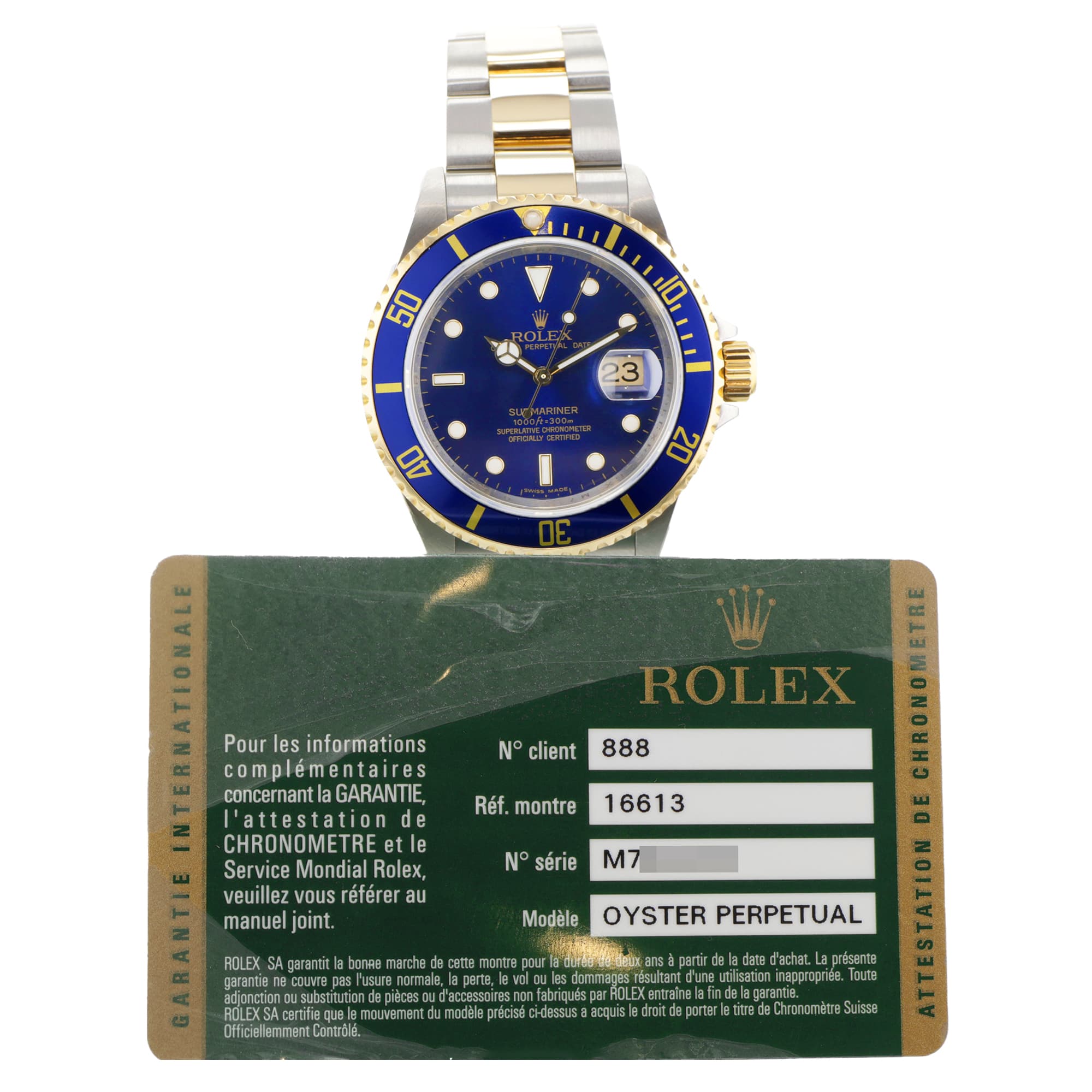 Rolex Submariner 16613 papers dated 2009 mint condition blue dial automatic