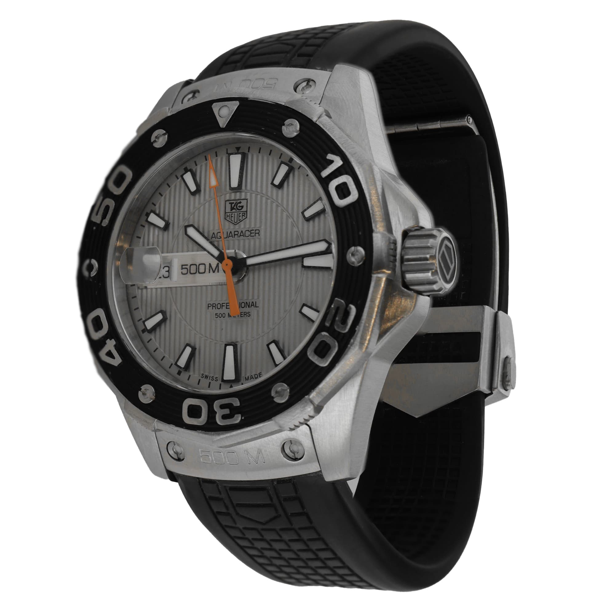 TAG Heuer Aquaracer 500M WAJ111 43mm Stainless Steel date Silver Dial