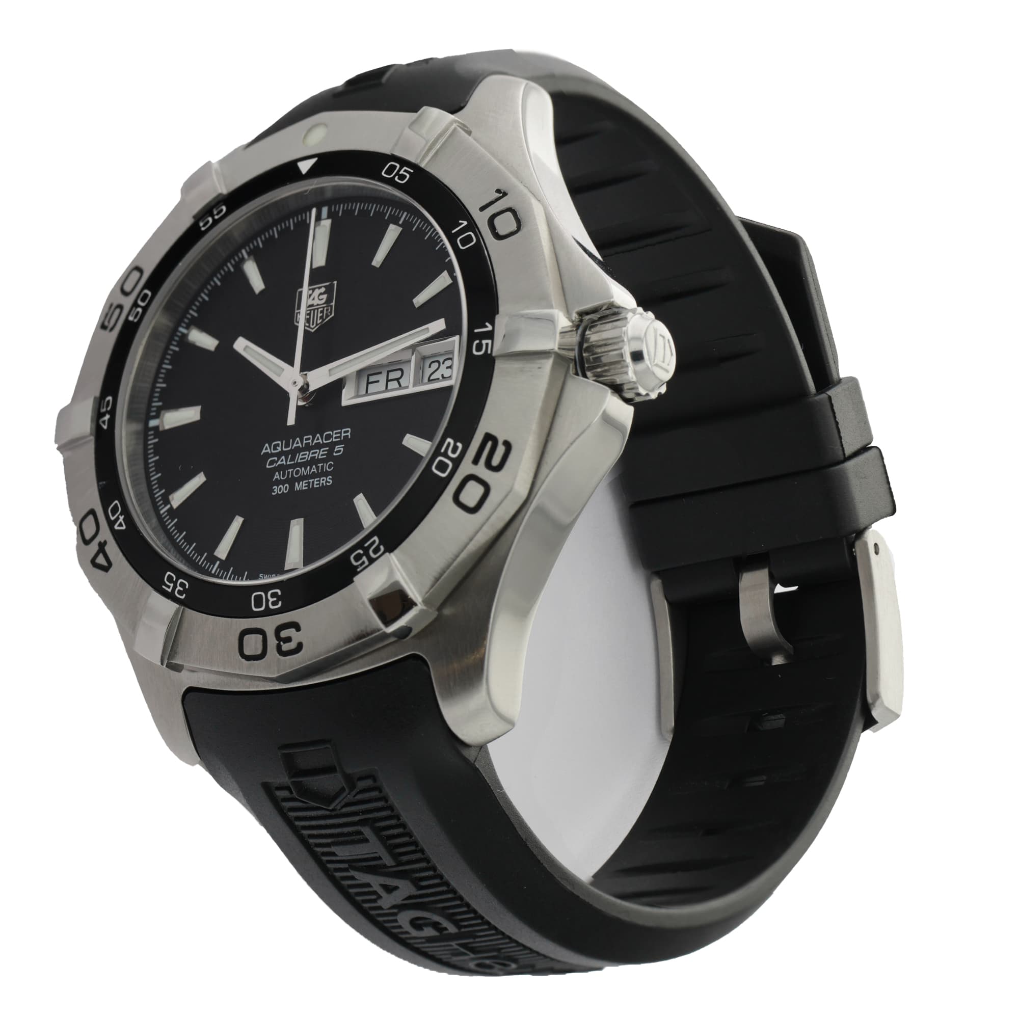 TAG Heuer Aquaracer 300M WAF2010.FT8010 Stainless Steel Day Date Rubber Strap