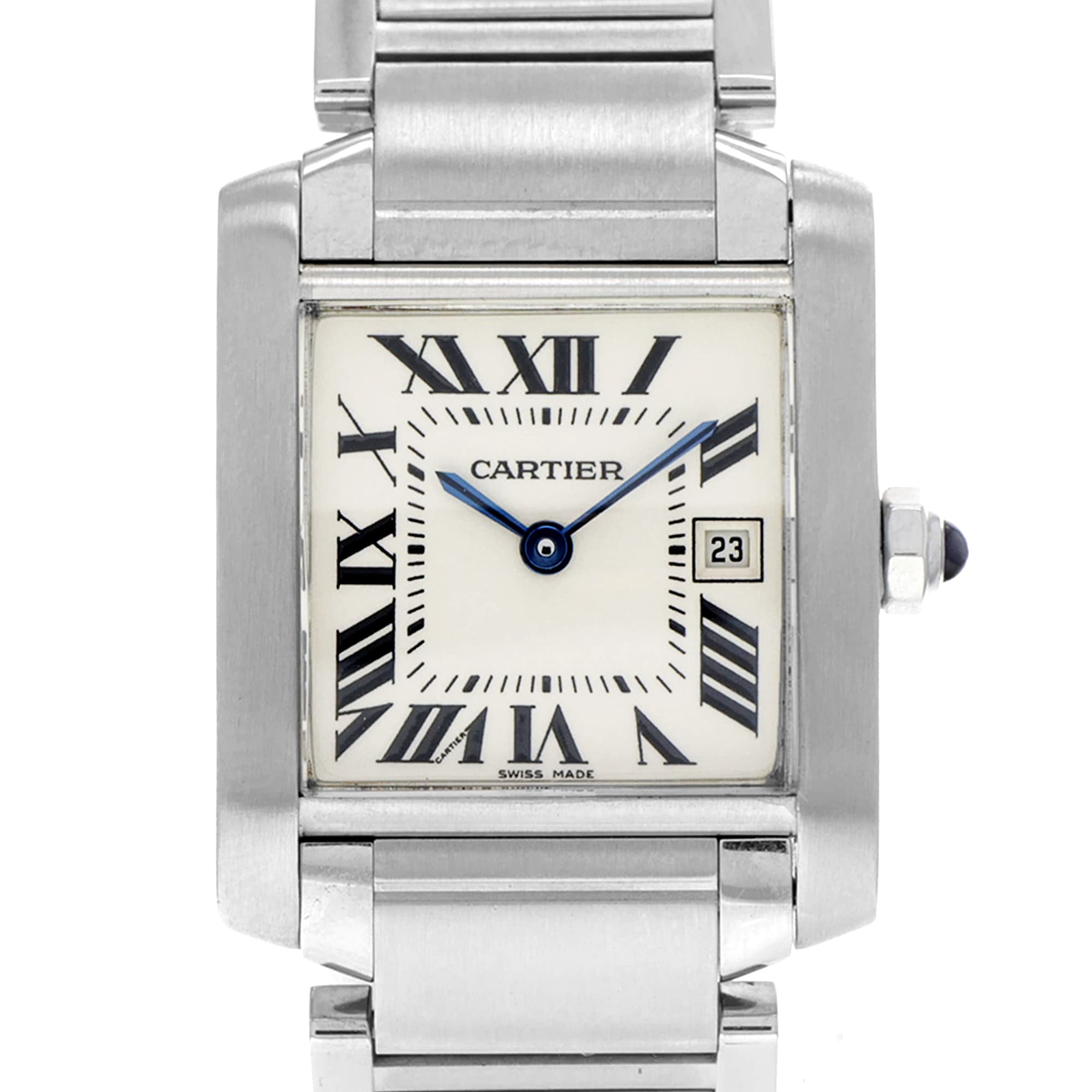 Cartier Tank Francaise 2465 White dial blue hands