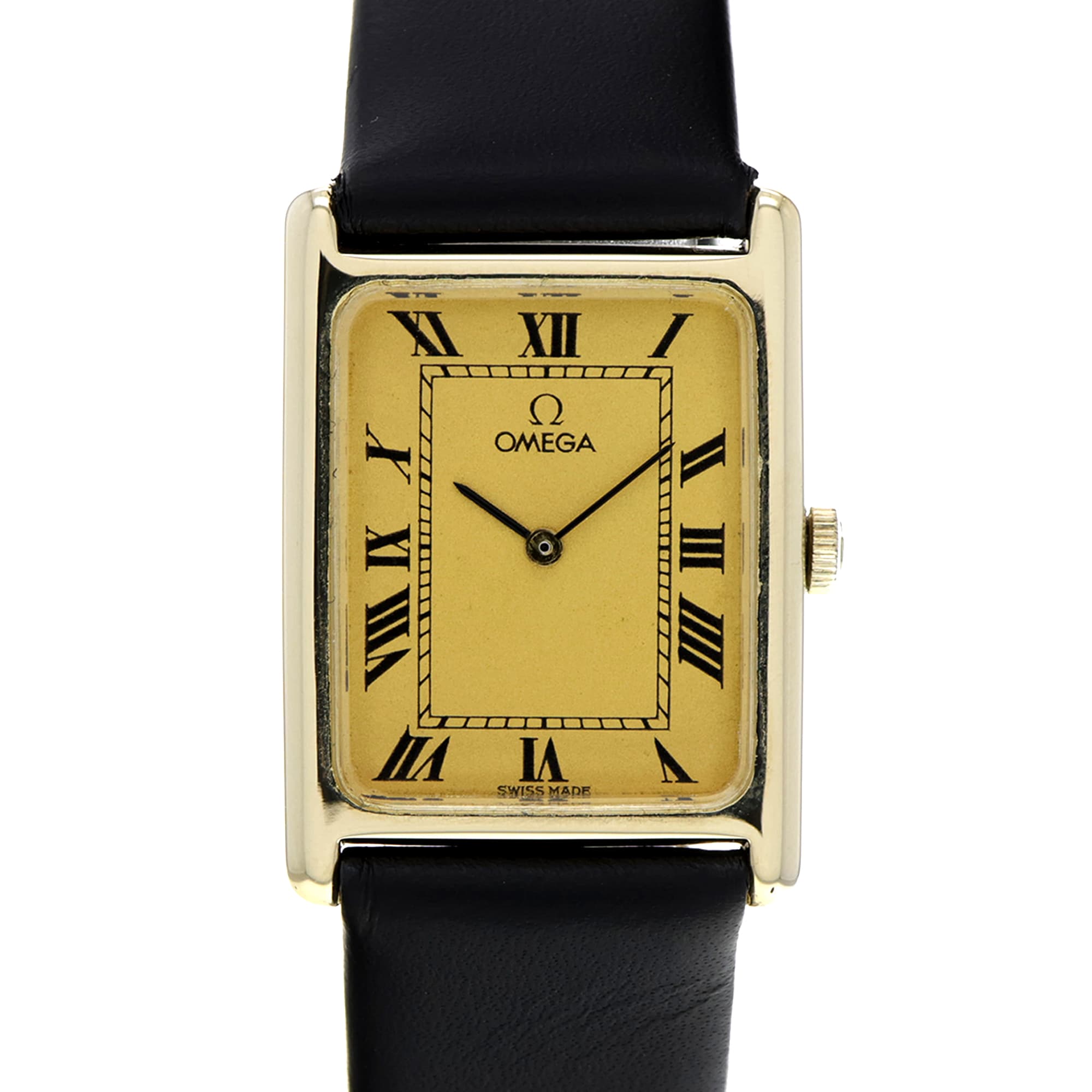 Omega Vintage DD9623 rare regtangular 23.5 x 32.5 mm 14K yellow gold analog