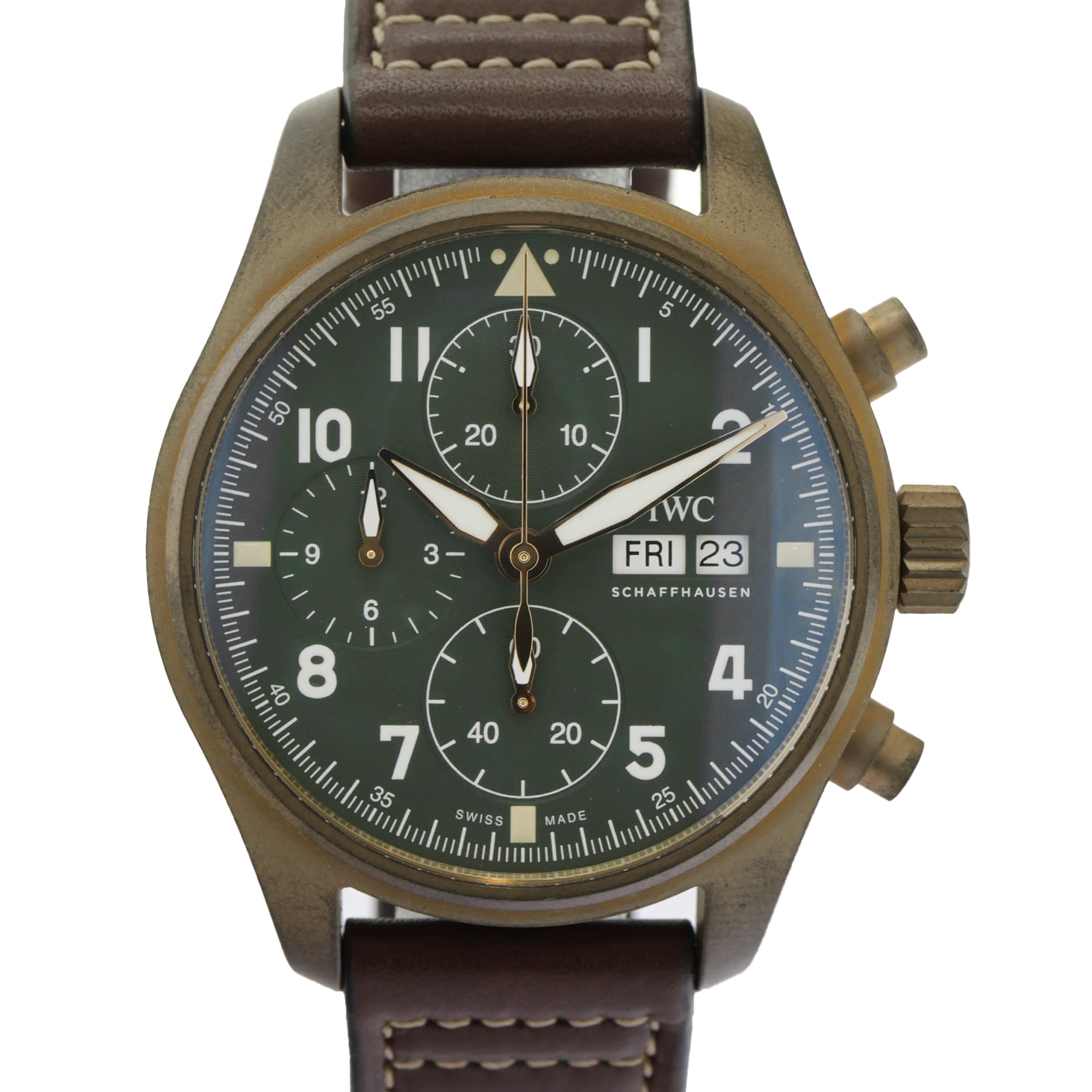 IWC Pilot Spitfire IW387902 41mm Bronze Chronograph Leather Strap