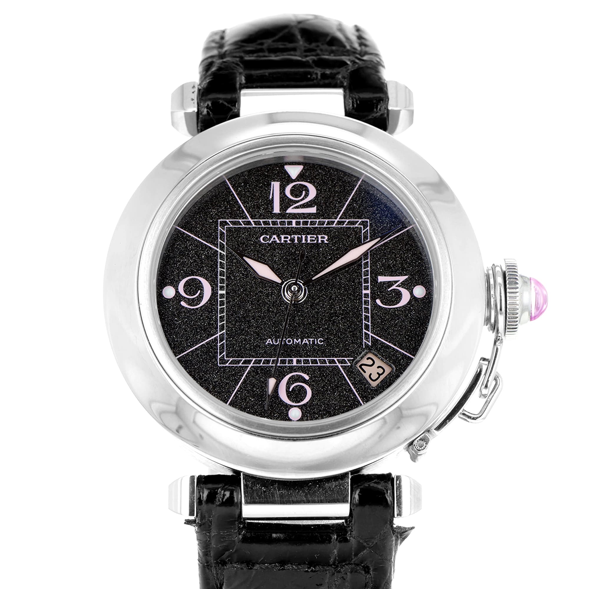 Cartier Pasha W3109599 35mm limited edition confetti dial pink crown cab.