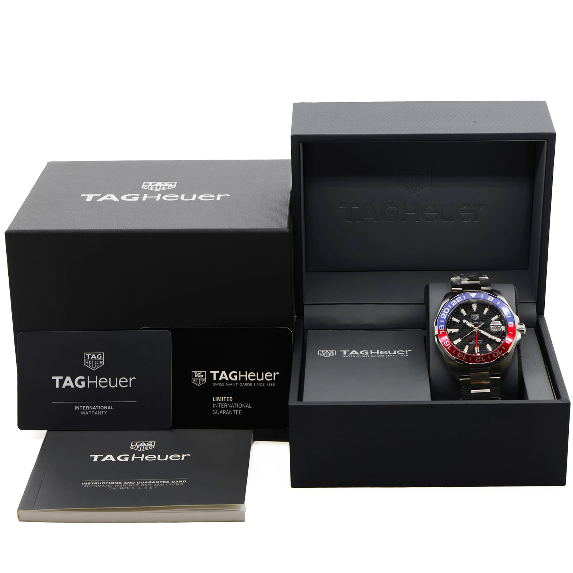 TAG Heuer Aquaracer GMT WAY201F.BA0927 Unworn 43mm Pepsi bleu red box papers 2023