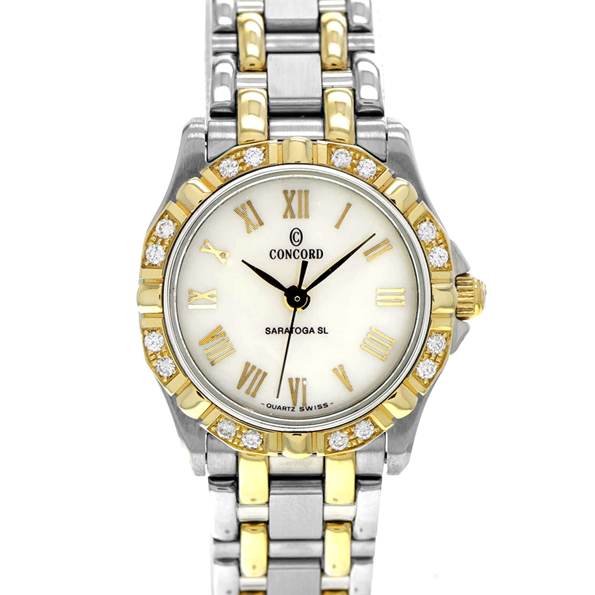 Concord Saratoga 1636275 24mm 18K yellow gold & steel diamond bezel MOP dial