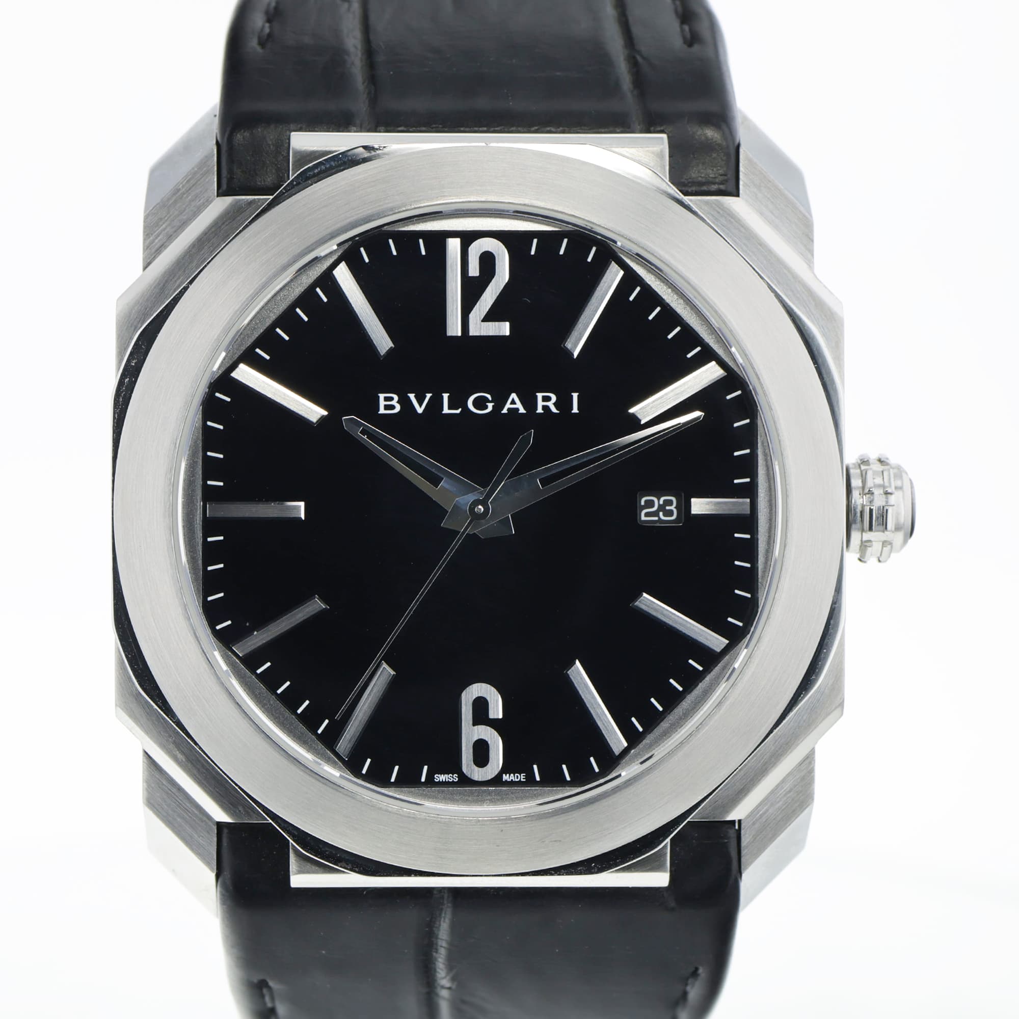 Bvlgari Octo BG041S 41mm Black Dial Stainless Steel Display Back Automatic Mens